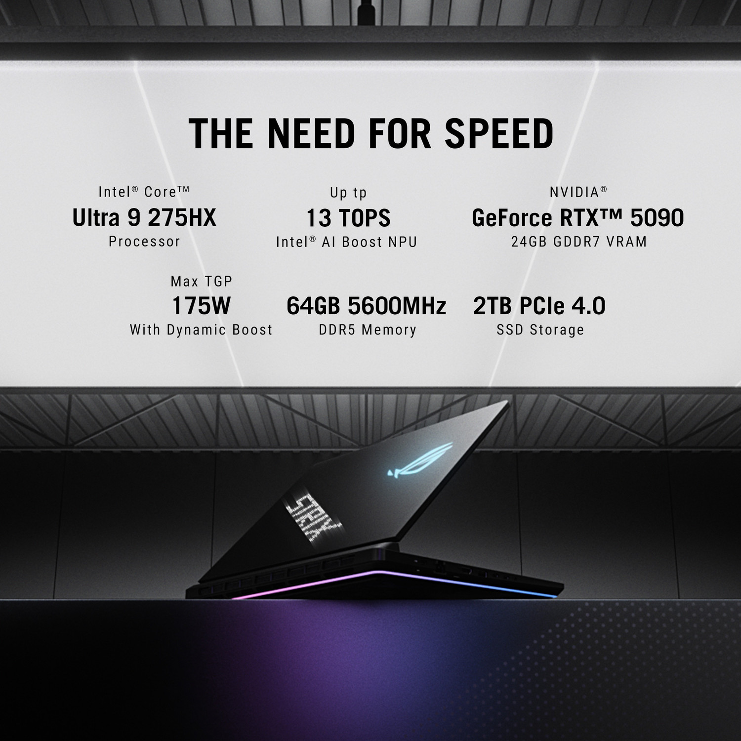 Image of ASUS ROG Strix SCAR 18 (2025) AI PC with Office 2024 + M365 Basic* Intel Core Ultra 9 275HX - (64 GB /2 TB SSD /Windows 11 Home /24 GB Graphics /NVIDIA GeForce RTX 5090 /240 Hz /175 W) G835LX-SA187WS Gaming Laptop