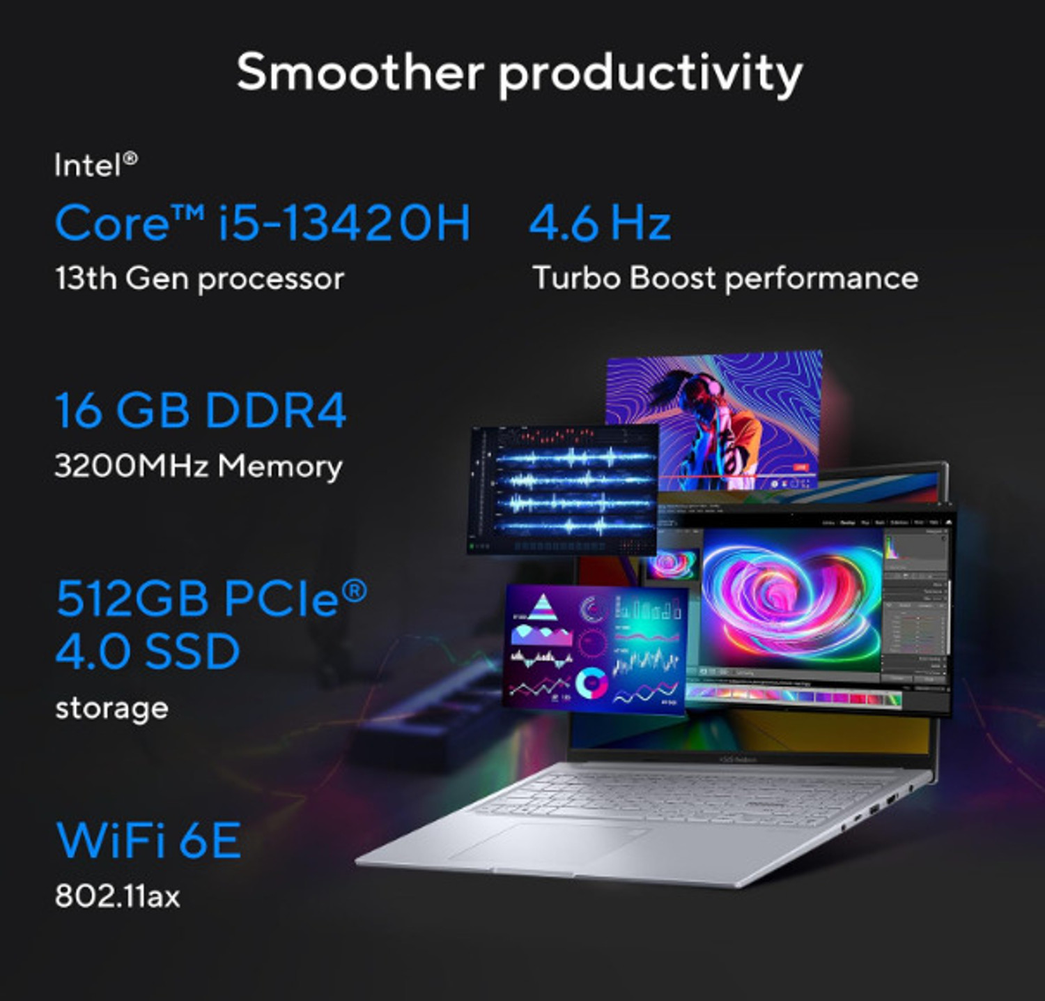 Image of ASUS Vivobook 16X (2026) for Creator with Office 2024 + M365 Basic, Intel Core i5 13th Gen 13420H - (16 GB /512 GB SSD /Windows 11 Home /4 GB Graphics /NVIDIA GeForce RTX 3050 /144 Hz) K3605VC-RP413WS Gaming Laptop