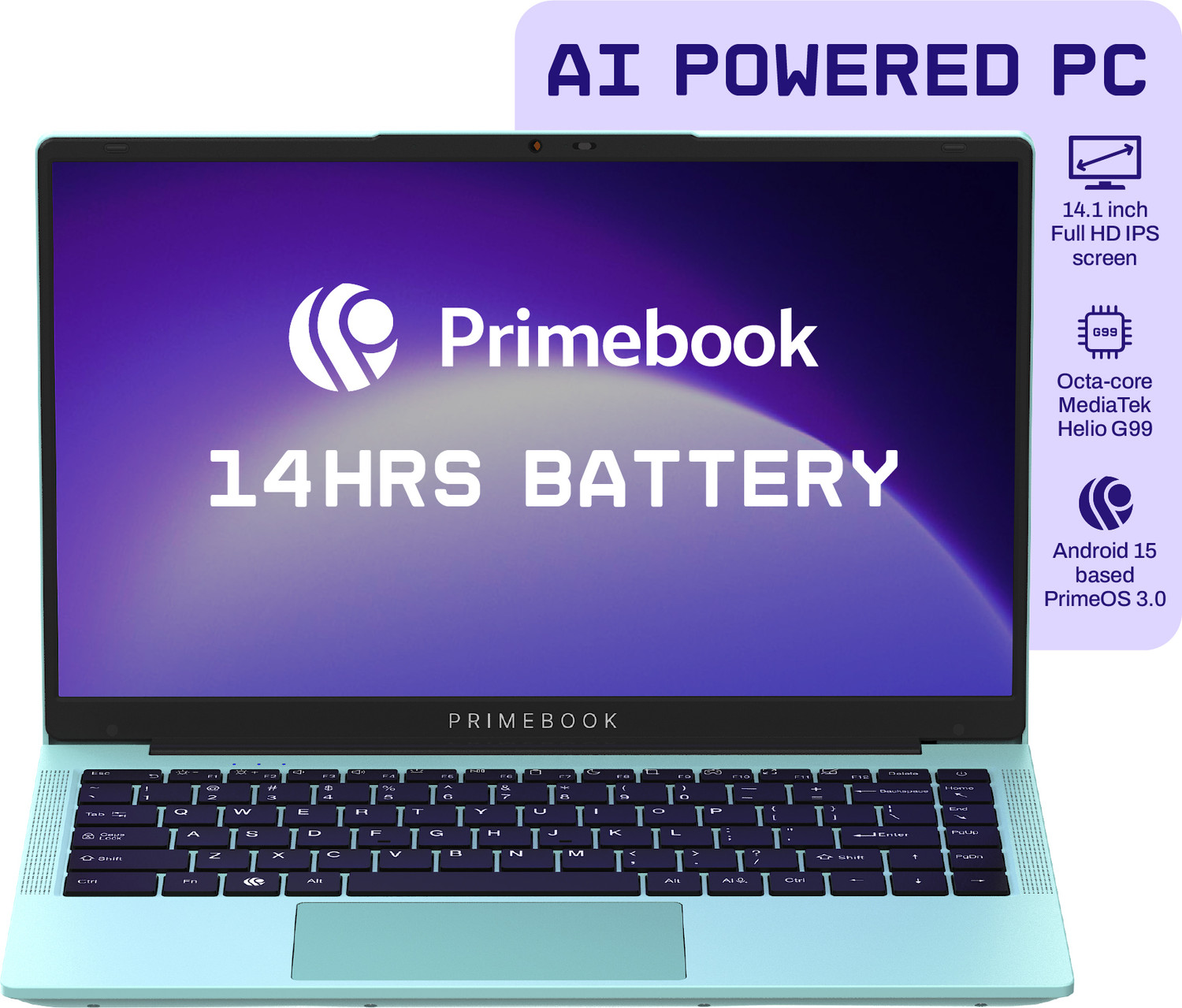 Image of Primebook 2 Pro (2025) in-Built AI MediaTek Helio G99 (MT8781) - (8 GB /128 GB /Android 15) PBG9914128#317U Laptop