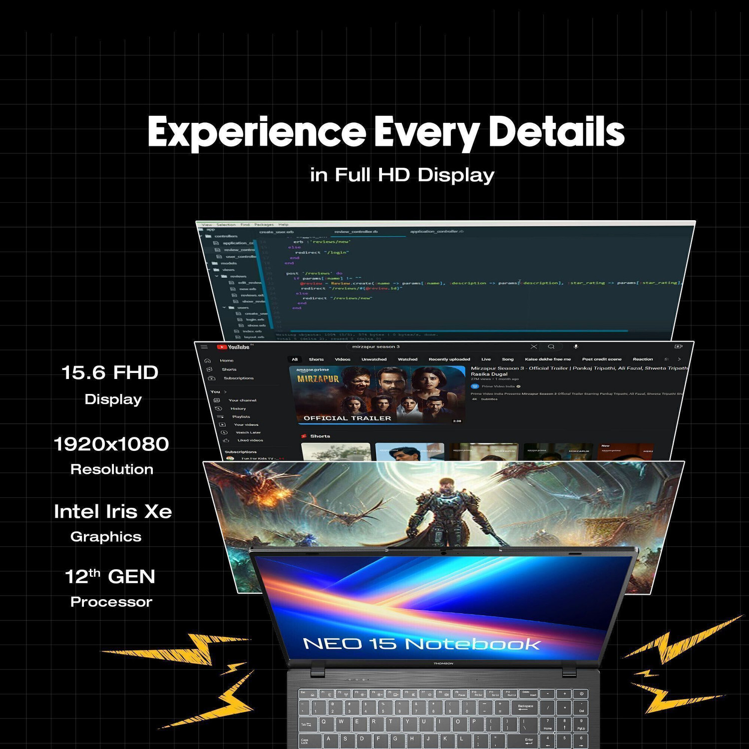 Image of Thomson NEO Core Series Intel Core i7 12th Gen 1255U - (16 GB /512 GB SSD /Windows 11 Home) IN-N15I Thin and Light Laptop