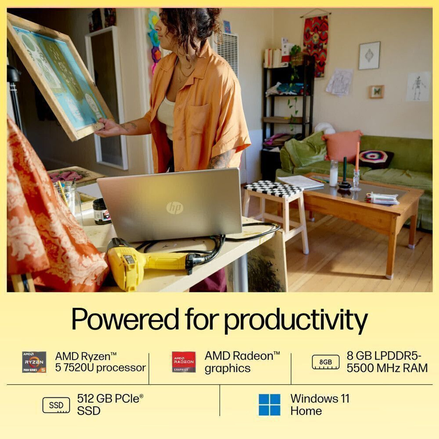 Image of HP AMD Ryzen 5 Quad Core 7520U - (8 GB /512 GB SSD /Windows 11 Home) 15-fc0155AU Thin and Light Laptop