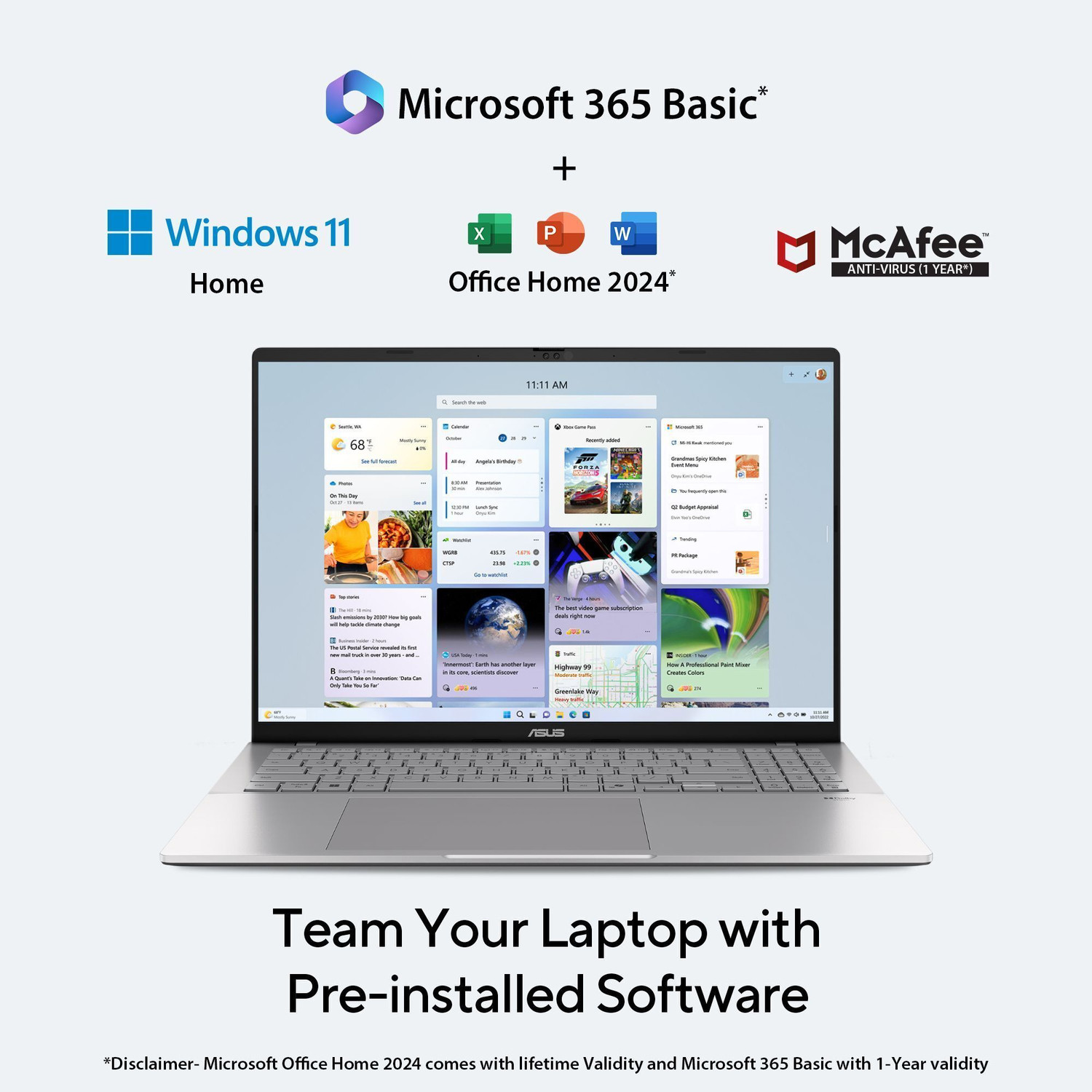 Image of ASUS Vivobook S16 (2025) with Office 2024 + M365 Basic*, Metal Body*, Intel Core Ultra 5 225H - (16 GB /512 GB SSD /Windows 11 Home) S3607CA-SH071WS Thin and Light Laptop