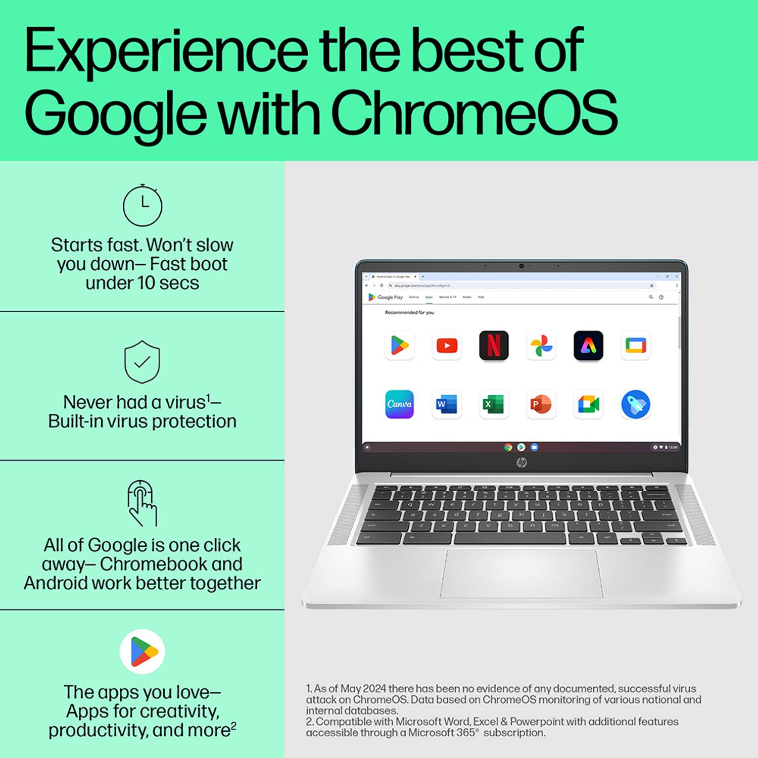 HP Chromebook Intel Celeron N4120 4GB 64GB Silver - Image 2