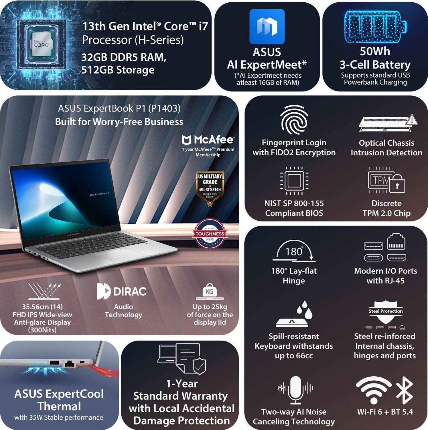 ASUS Expertbook P1 High-performance processor with 1 Yr ADP Intel... more