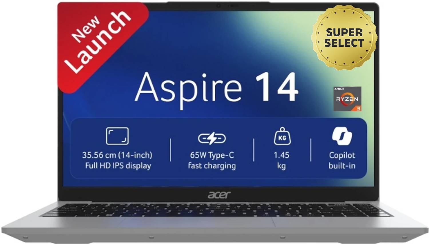 Acer Aspire 14 AMD Ryzen 3 3200U 8GB 512GB SSD - Image 1