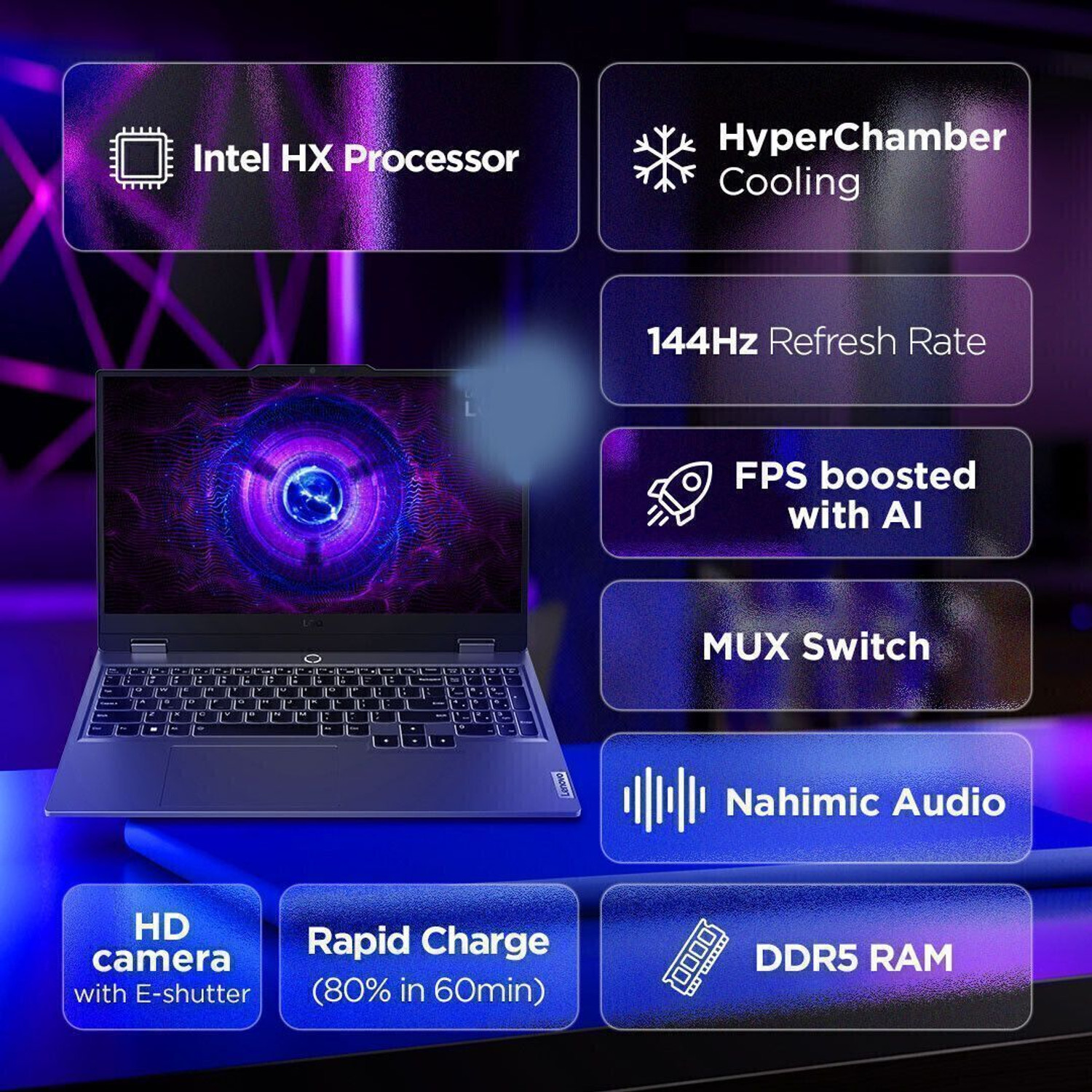 Image of Lenovo LOQ Intel Core i5 12th Gen 12450HX - (16 GB /512 GB SSD /Windows 11 Home /6 GB Graphics /NVIDIA GeForce RTX 4050) 15IAX9 / 15IAX9D2 Gaming Laptop