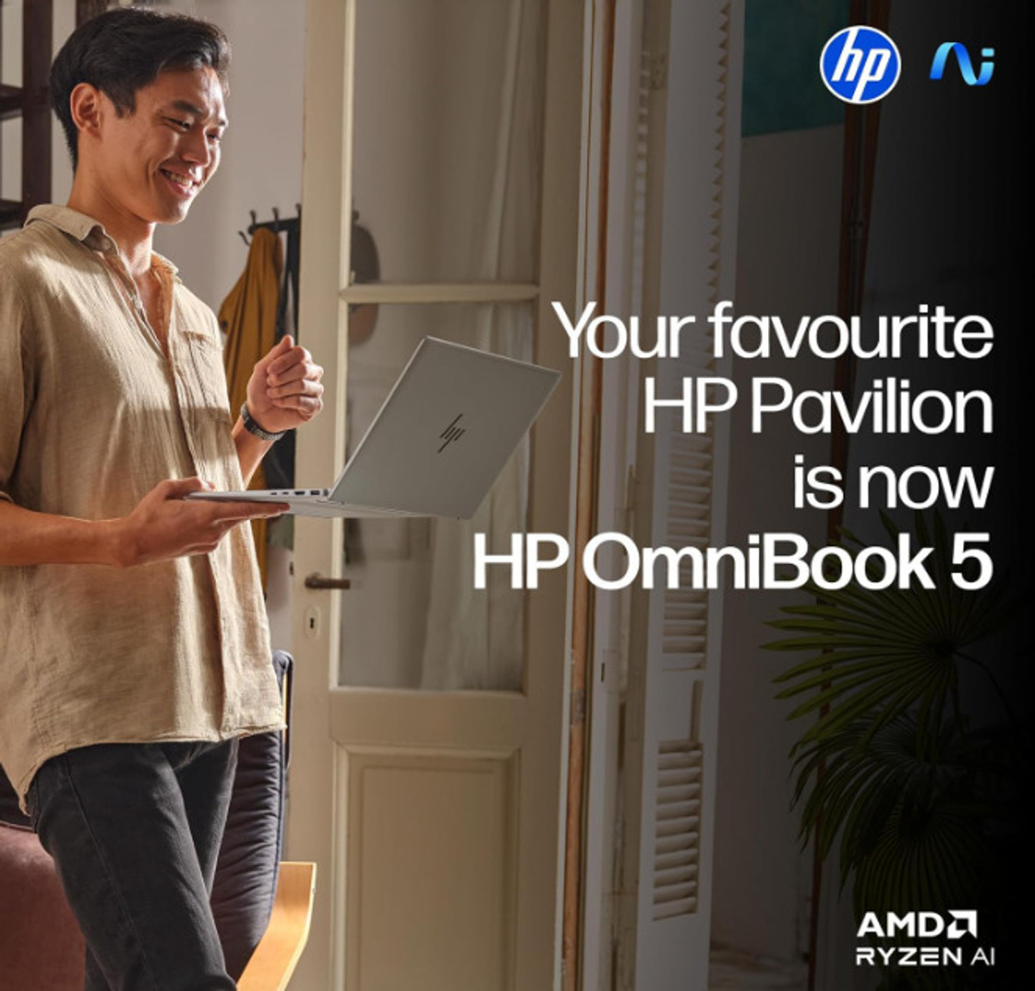Image of HP OmniBook 5 AMD Ryzen AI 5 Quad Core 5 340 - (16 GB /512 GB SSD /Windows 11 Home) 16-ag1037au Thin and Light Laptop