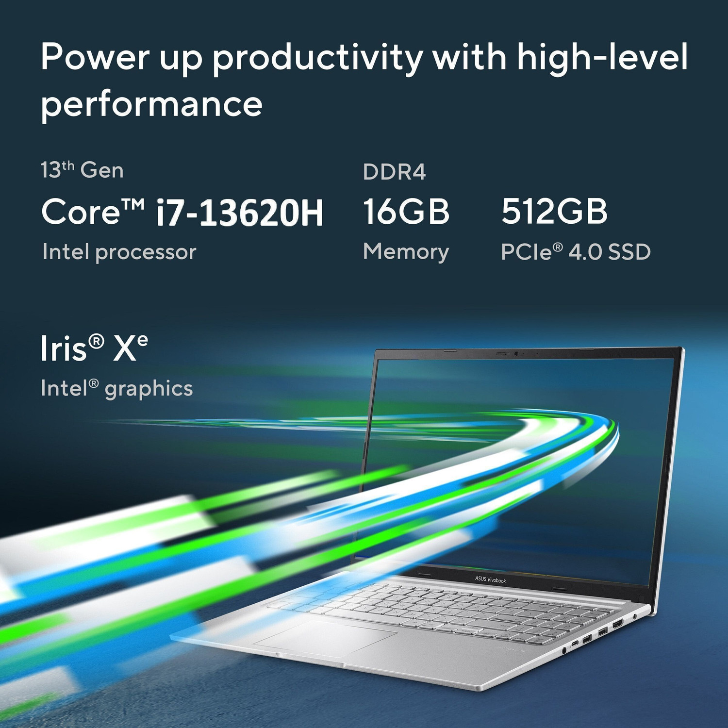 Image of ASUS Vivobook 15, with Backlit Keyboard, Intel Core i7 13th Gen 13620H - (16 GB /512 GB SSD /Windows 11 Home) X1502VA-BQ837WS Thin and Light Laptop