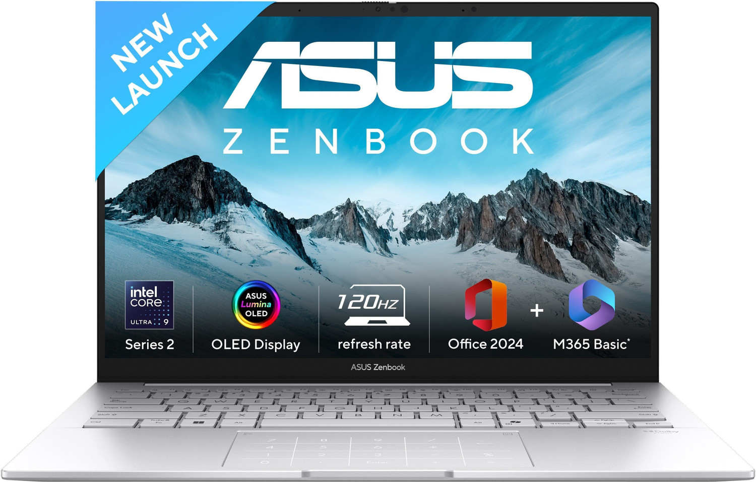 Image of ASUS Zenbook 14 OLED (2025) with Office 2024 + M365 Basic*, AI PC, Full Metal Body, Intel Core Ultra 9 285H - (32 GB /1 TB SSD /Windows 11 Home) UX3405CA-PZ349WS Thin and Light Laptop