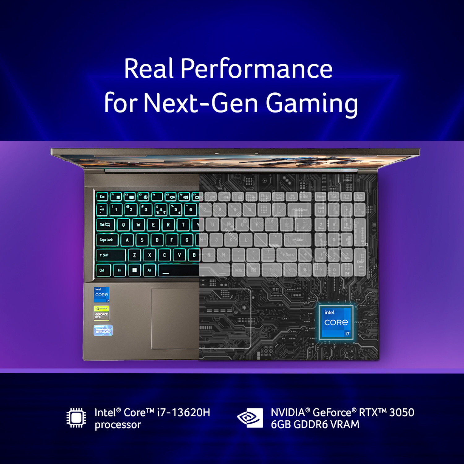 Image of Acer Aspire 7 Intel Core i7 13th Gen 13620H - (16 GB /1 TB SSD /Windows 11 Home /6 GB Graphics /NVIDIA GeForce RTX 3050 /144 Hz) A715-79G Gaming Laptop