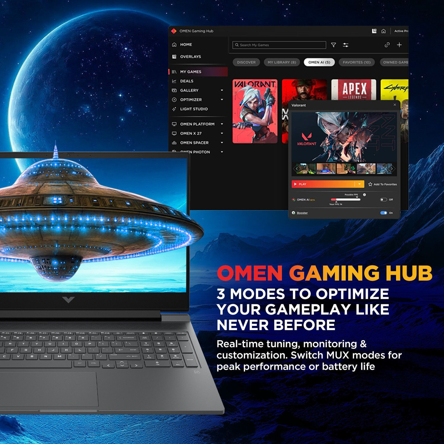 Image of HP Victus Intel Core i5 14th Gen 14450HX - (24 GB /512 GB SSD /Windows 11 Home /6 GB Graphics /NVIDIA GeForce RTX 4050) 15-fa2382TX Gaming Laptop
