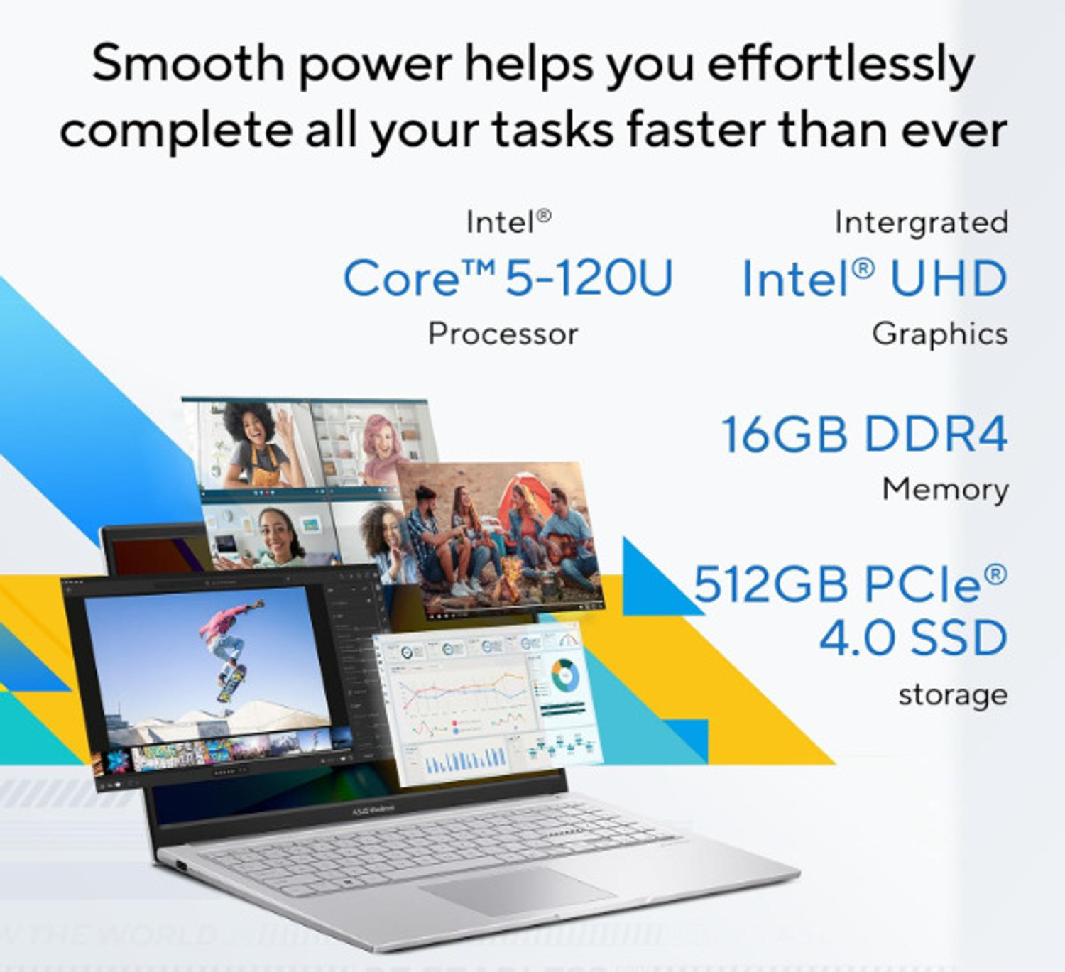 Image of ASUS Vivobook 15 (2025) with Office 2024 + M365 Basic* Intel Core i5 14th Gen 120U - (16 GB /512 GB SSD /Windows 11 Home) X1504VAP-BQ224WS Thin and Light Laptop