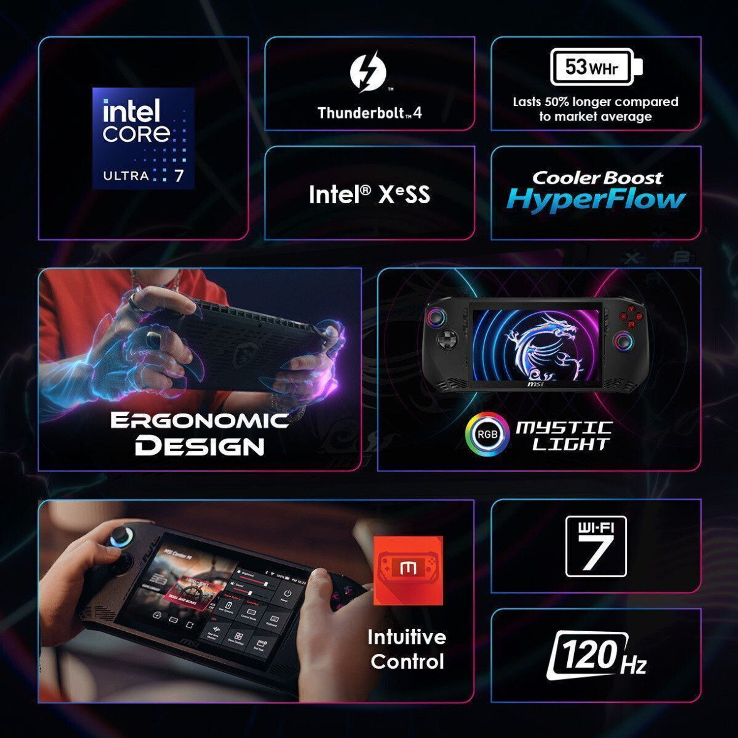 Image of MSI Claw A1M AI PC Intel Core Ultra 7 155H - (16 GB /512 GB SSD /Windows 11 Home /Intel Integrated Arc Graphics /120 Hz) Claw A1M-218IN Gaming Laptop