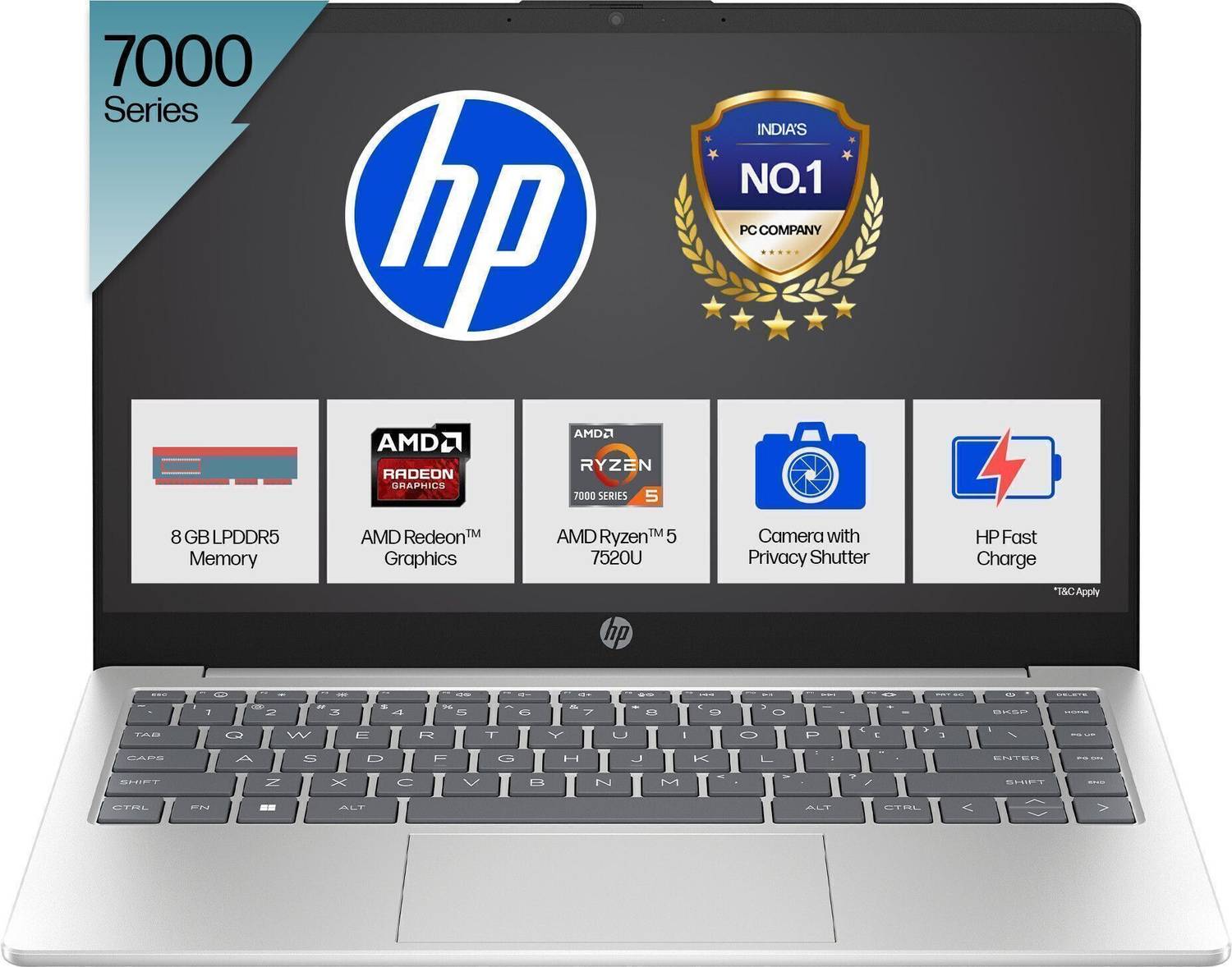 HP AMD Ryzen 5 Quad Core 7520U - (8 GB/512 GB SSD/Windows 11 Home) 14-hr0001AU Thin and Light Laptop - Image 1