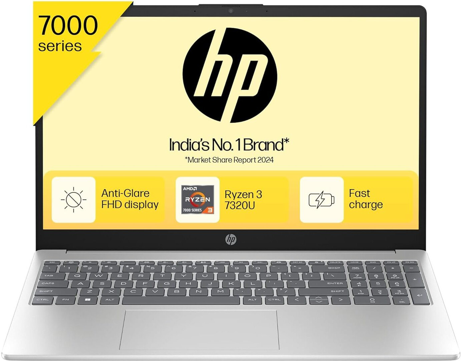 Image of HP 15 (2024) AMD Ryzen 3 Quad Core 7320U - (8 GB /512 GB SSD /Windows 11 Home) ?15-fc0026AU Thin and Light Laptop