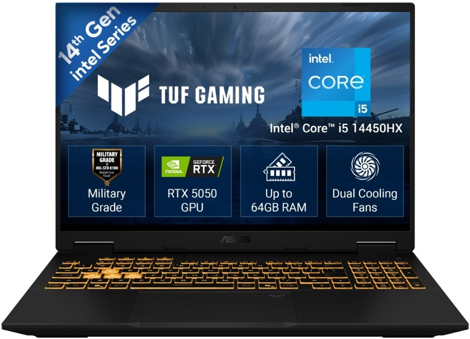 Image of ASUS TUF Gaming 16 (2026) Intel Core i5 14th Gen 14450HX - (16 GB /512 GB SSD /Windows 11 Home /8 GB Graphics /NVIDIA GeForce RTX 5050 /144 Hz) FX610JH-TU080WS Gaming Laptop
