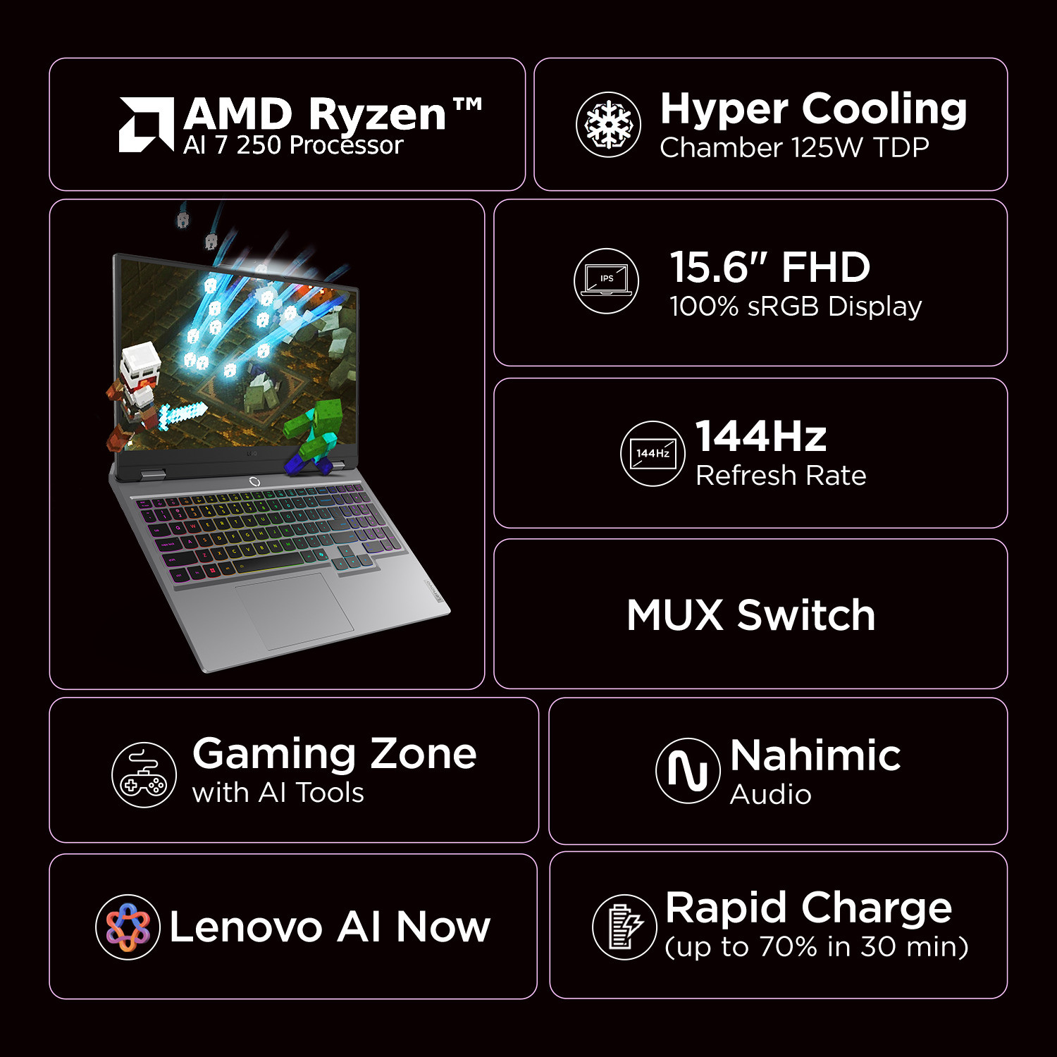 Image of Lenovo LOQ 2025 AMD Ryzen 7 Octa Core 250 - (24 GB /1 TB SSD /Windows 11 Home /8 GB Graphics /NVIDIA GeForce RTX 5060) LoQ 15AHP10 Gaming Laptop