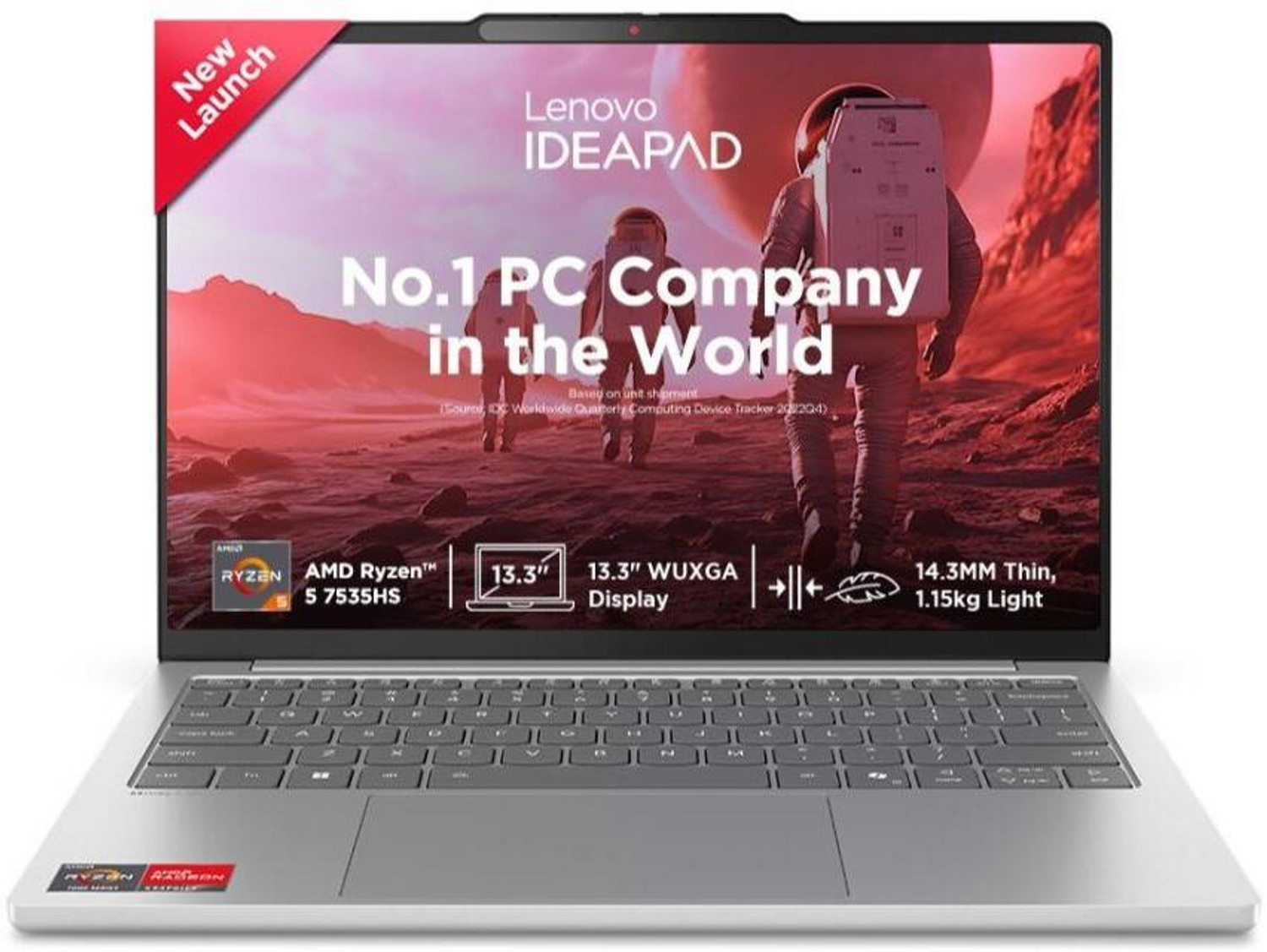 Image of Lenovo AMD Ryzen 5 Hexa Core 7535HS - (16 GB /512 GB SSD /Windows 11 Home) IdeaPad Slim 5 13ARP10 Thin and Light Laptop