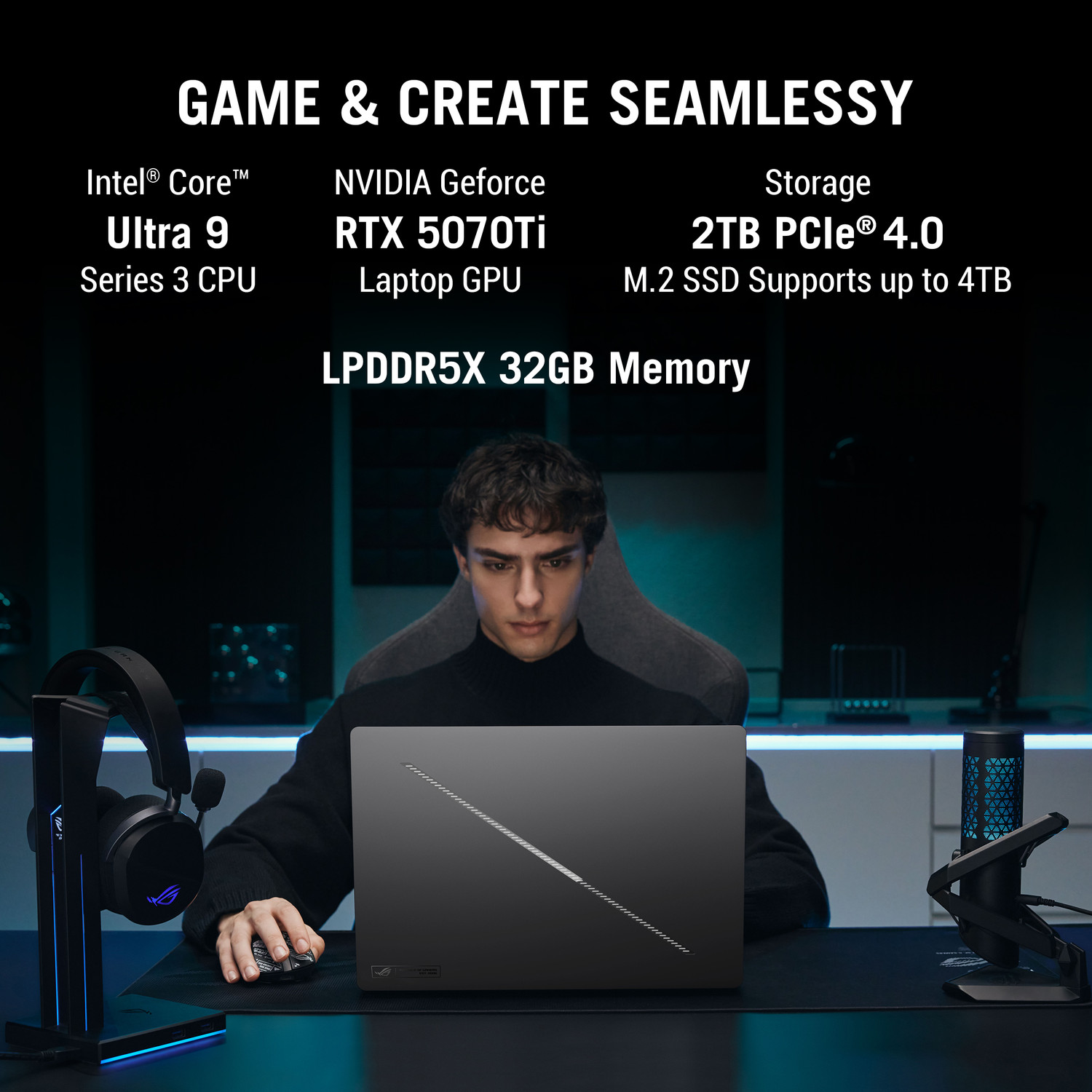 Image of ASUS ROG Zephyrus G16 OLED (2026) Intel Core Ultra 9 386H - (32 GB /2 TB SSD /Windows 11 Home /12 GB Graphics /NVIDIA GeForce RTX 5070 Ti /240 Hz) GU606AR-TB039WS Gaming Laptop