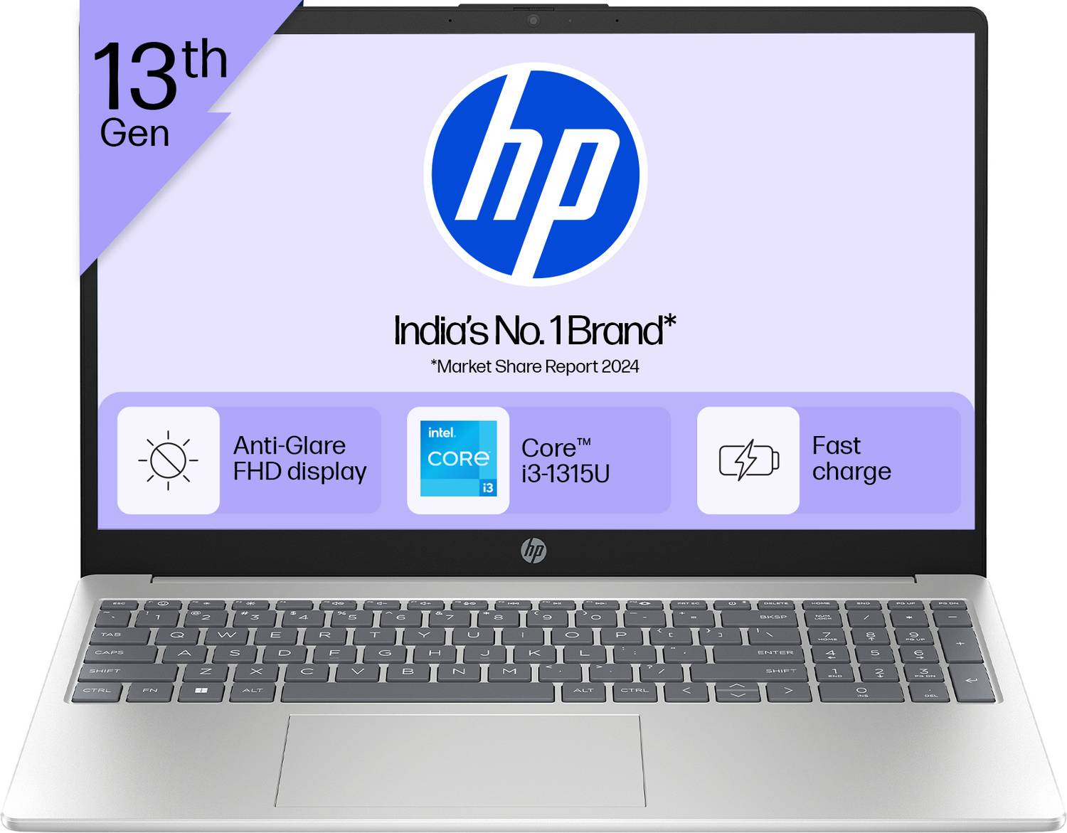HP Intel Core i3 13th Gen 1315U - (8 GB/512 GB SSD/Windows 11 Home) 15-fd0568TU Thin and Light Laptop  (15.6 Inch, Natural Silver, 1.59 Kg, With MS Office)