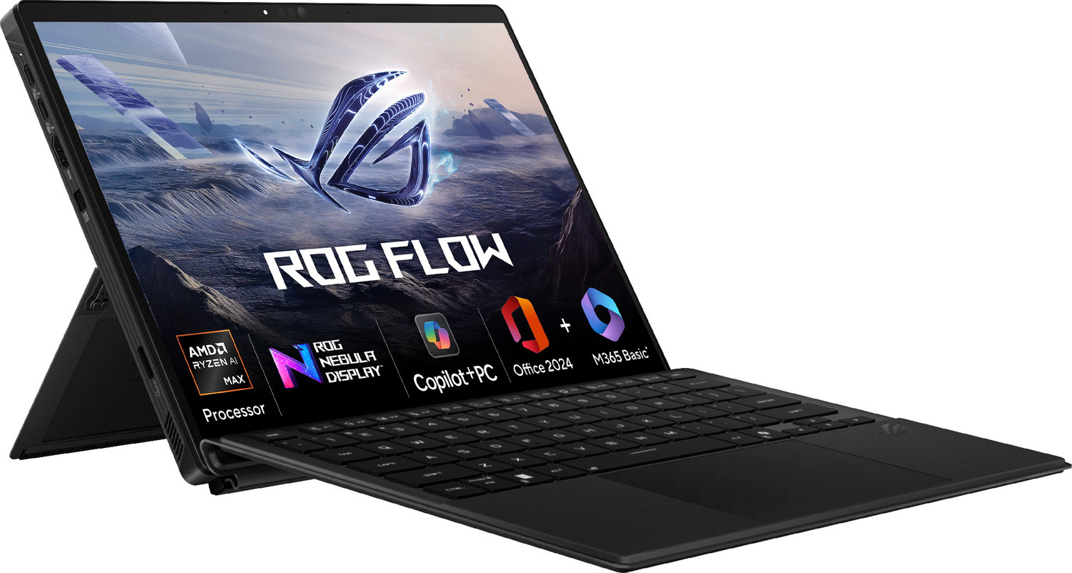 Image of ASUS ROG Flow Z13 (2025) with Office 2024 + M365 Basic* AMD Ryzen AI Max - (32 GB /1 TB SSD /Windows 11 Home /AMD Radeon Radeon /180 Hz) GZ302EA-RU420WS 2 in 1 Gaming Laptop