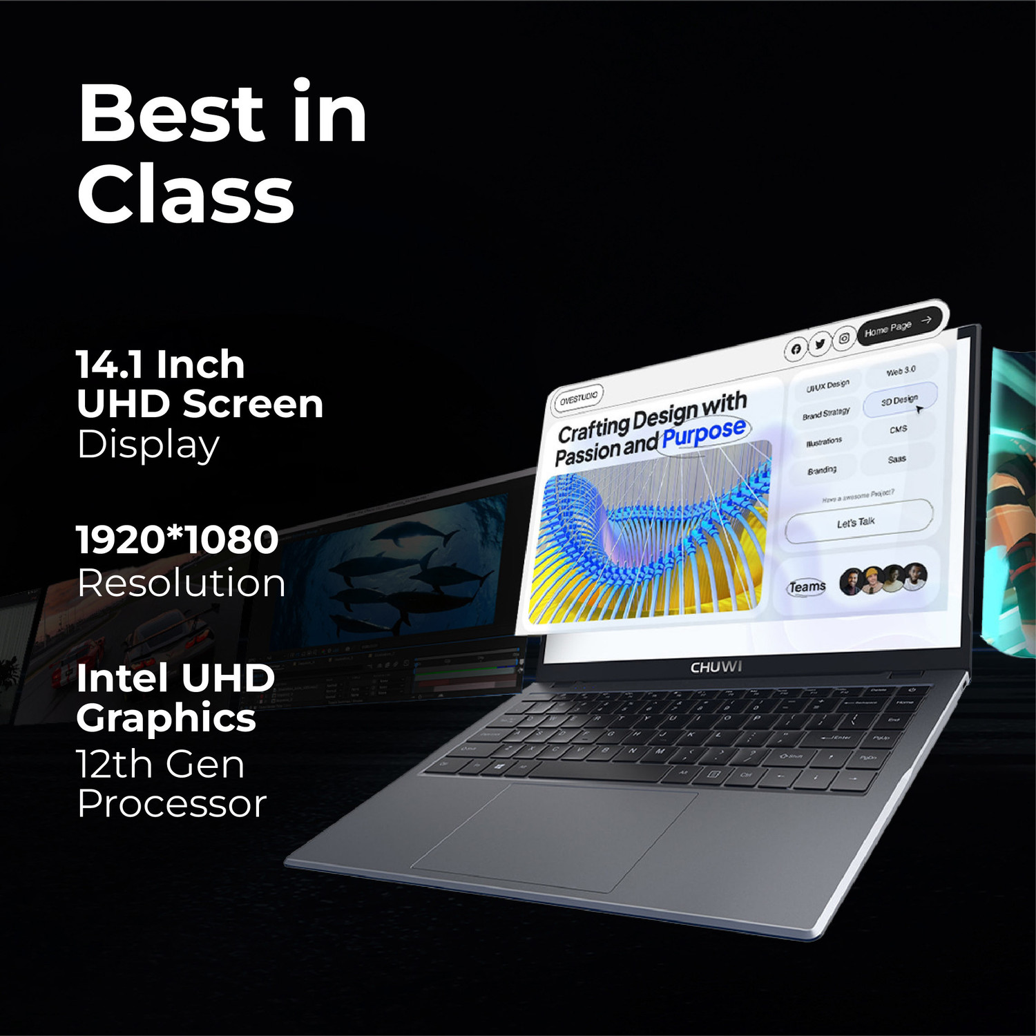 Image of CHUWI Intel Celeron Quad Core 12th Gen N100 - (8 GB /256 GB SSD /Windows 11 Home) GemiBook X Pro Laptop
