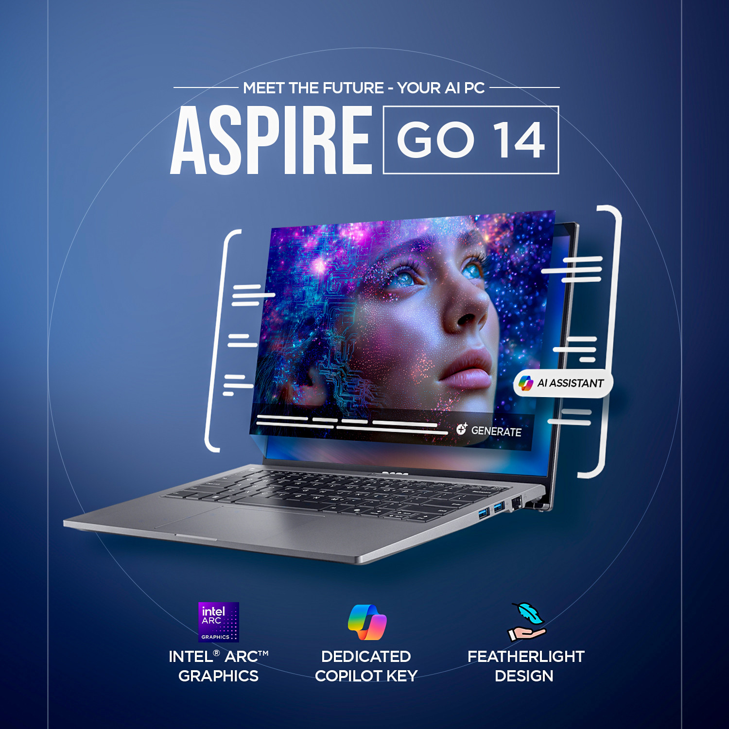 Image of Acer Aspire Go 14 Intel Core Ultra 5 125H - (16 GB /512 GB SSD /Windows 11 Home) AG14-71M Thin and Light Laptop