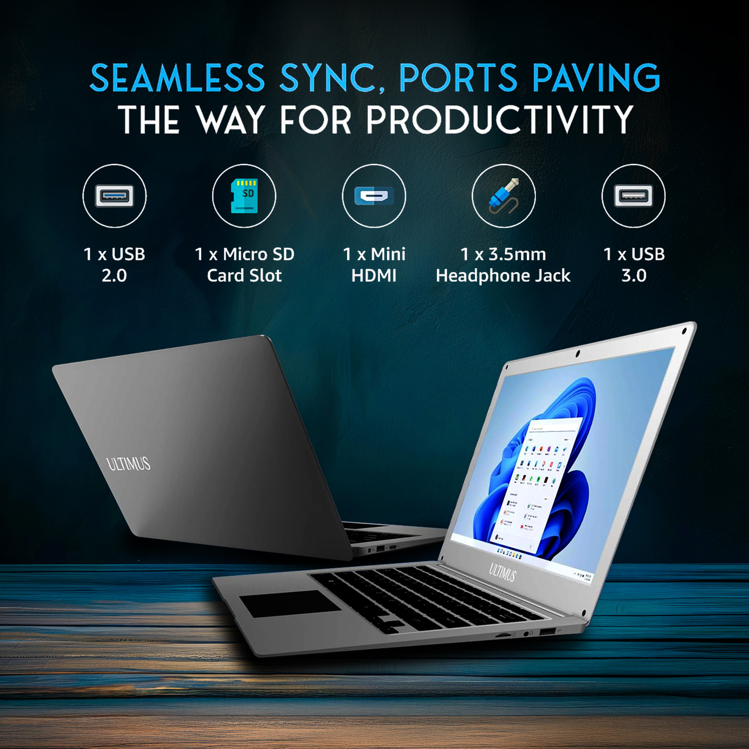 Image of Ultimus Intel Celeron Dual Core - (4 GB /128 GB EMMC Storage /Windows 11 Home) NU14U4INC43BN-GR Laptop