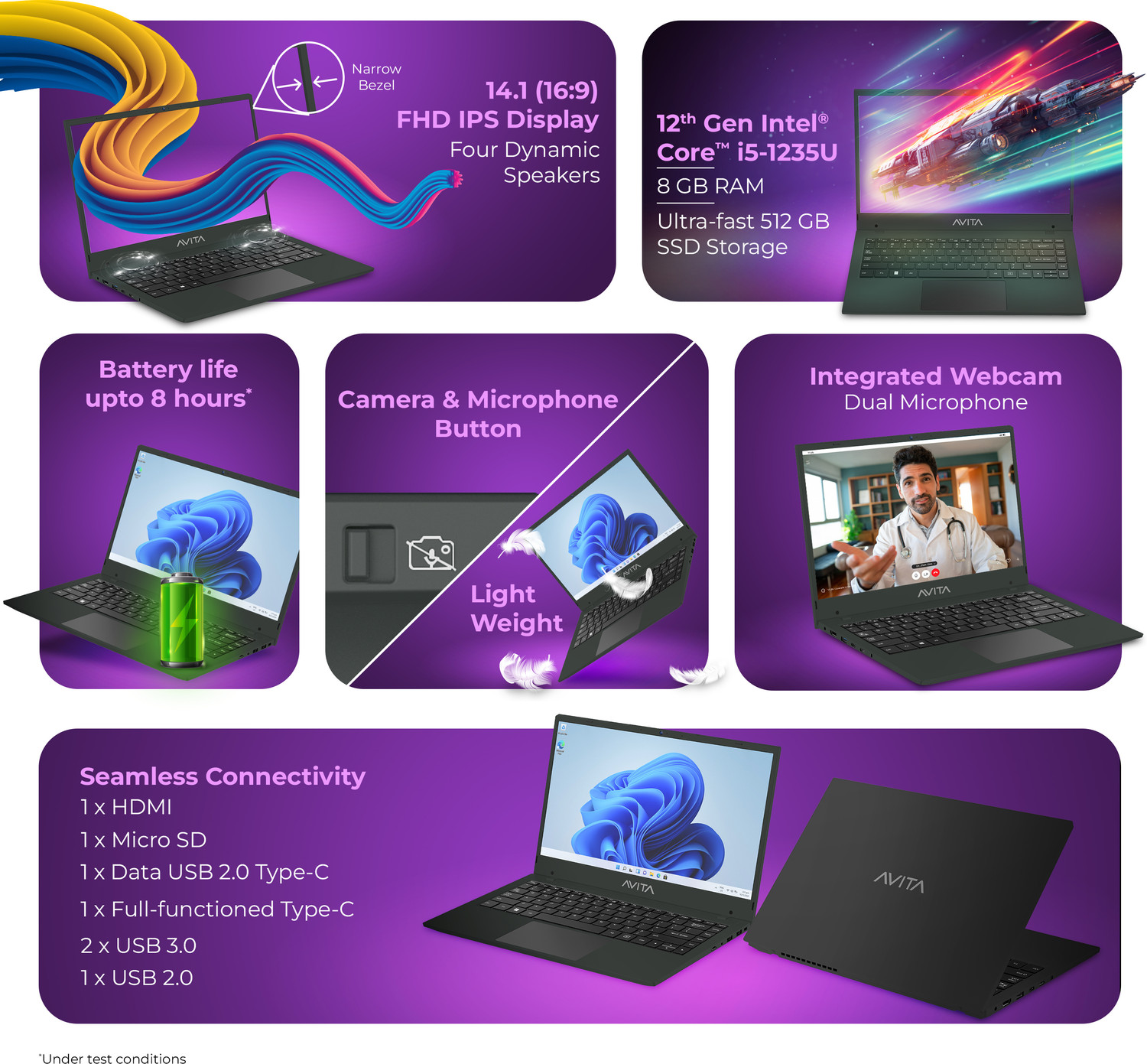 Image of Avita Liber E Series Intel Core i5 12th Gen 1235U - (8 GB /512 GB SSD /Windows 11 Home) AM14A2INF56F-CHF Laptop