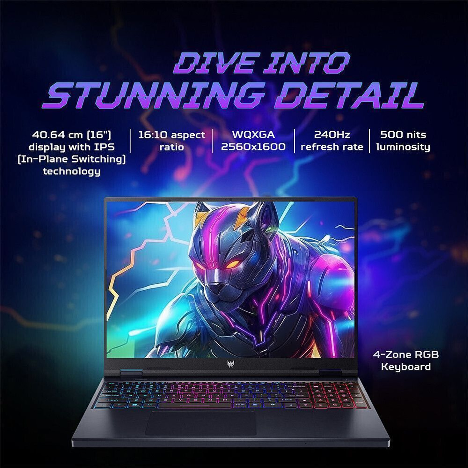 Image of Acer Predator Helios Neo 16 Intel Core i9 14th Gen 14900HX - (16 GB /1 TB SSD /Windows 11 Home /8 GB Graphics /NVIDIA GeForce RTX 4070) PHN16-72 Gaming Laptop