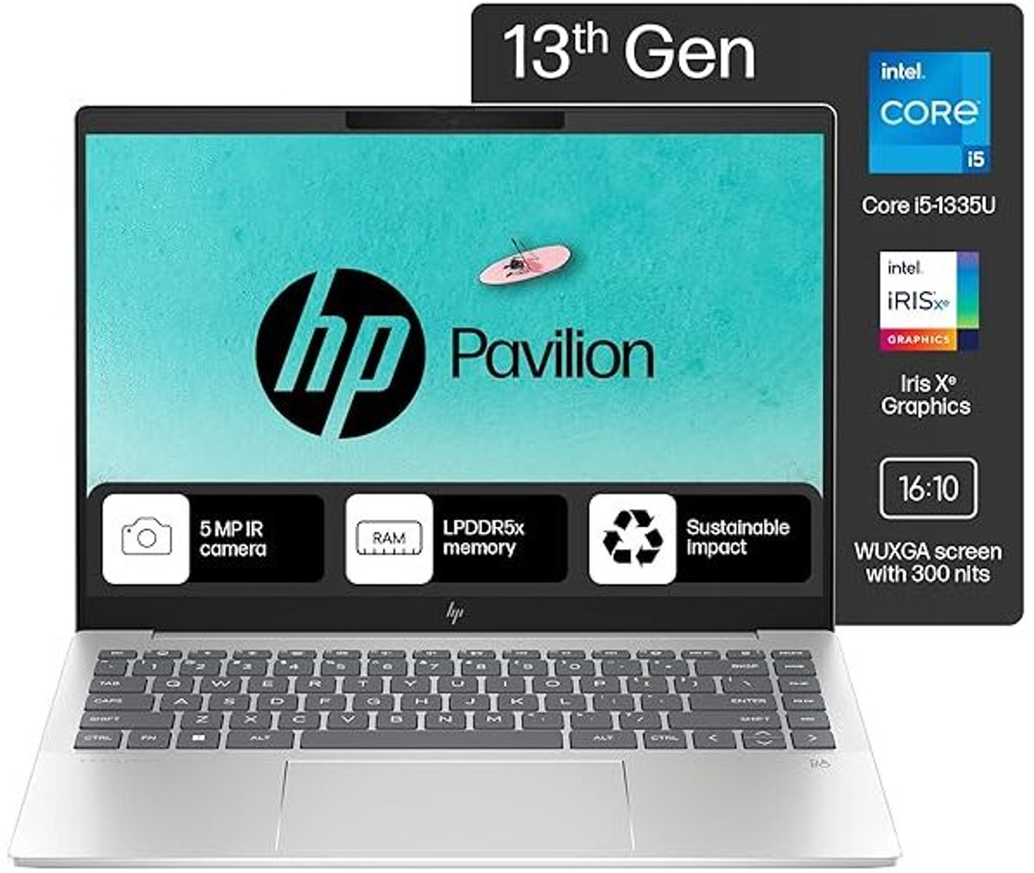 Image of HP Pavilion Plus Intel Core i5 13th Gen 1335U - (16 GB /512 GB SSD /Windows 11 Home) 14-ew0116TU Thin and Light Laptop