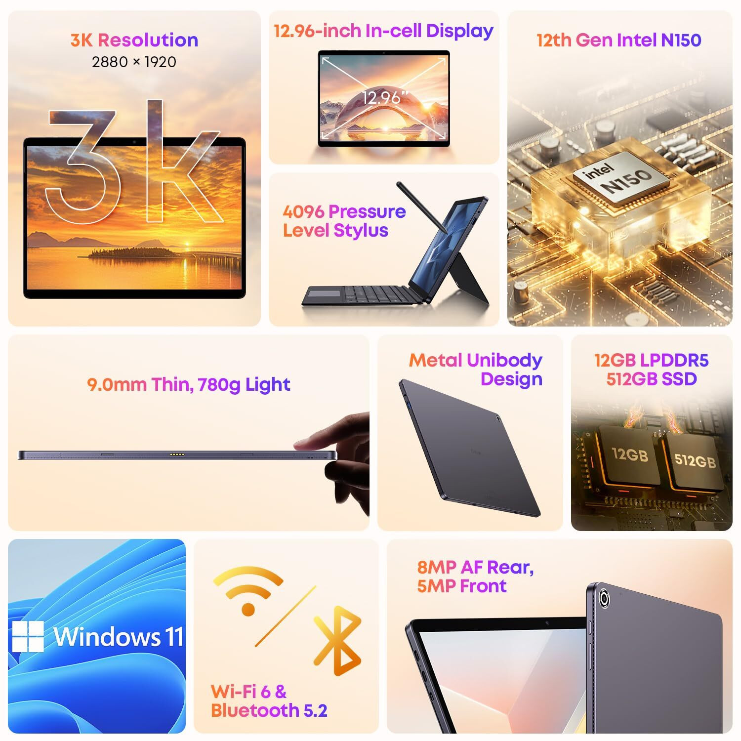 Image of CHUWI Intel Core N 12th Gen - (16 GB /512 GB HDD /512 GB SSD /Windows 11 Home /4 GB Graphics) Hi 10 Max 2 in 1 Laptop