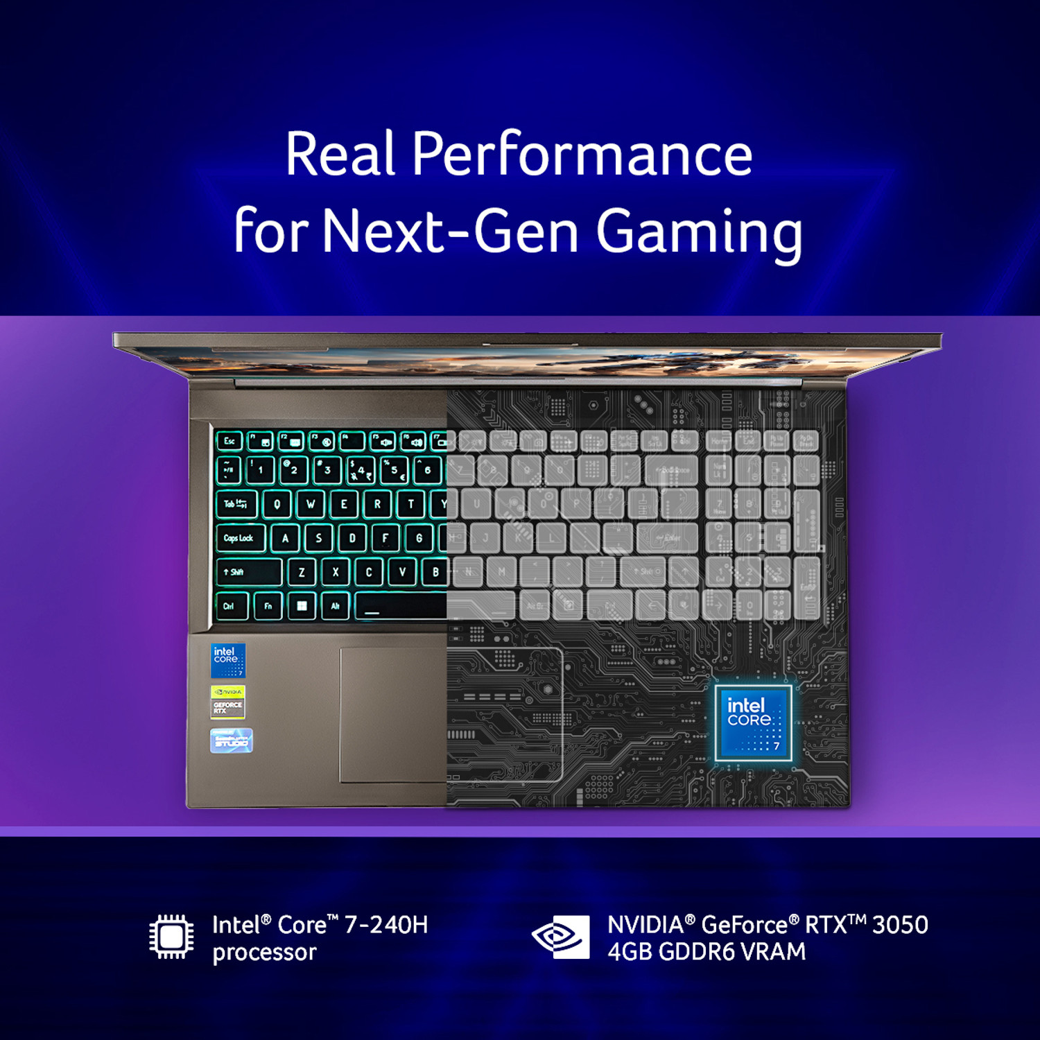 Image of Acer Aspire 7 Intel Core 7 240H - (16 GB /512 GB SSD /Windows 11 Home /4 GB Graphics /NVIDIA GeForce RTX 3050) A715-79G Gaming Laptop