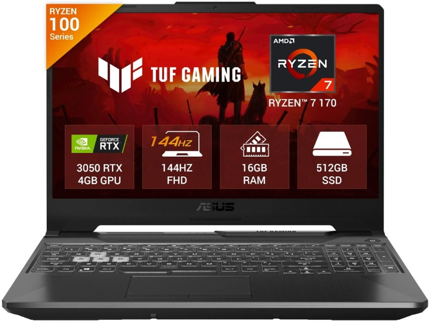 Image of ASUS TUF Gaming A15 (2026) AMD Ryzen 7 170 - (16 GB /512 GB SSD /Windows 11 Home /4 GB Graphics /NVIDIA GeForce RTX 3050 /144 Hz) FA506NCQ-IN081WS Gaming Laptop