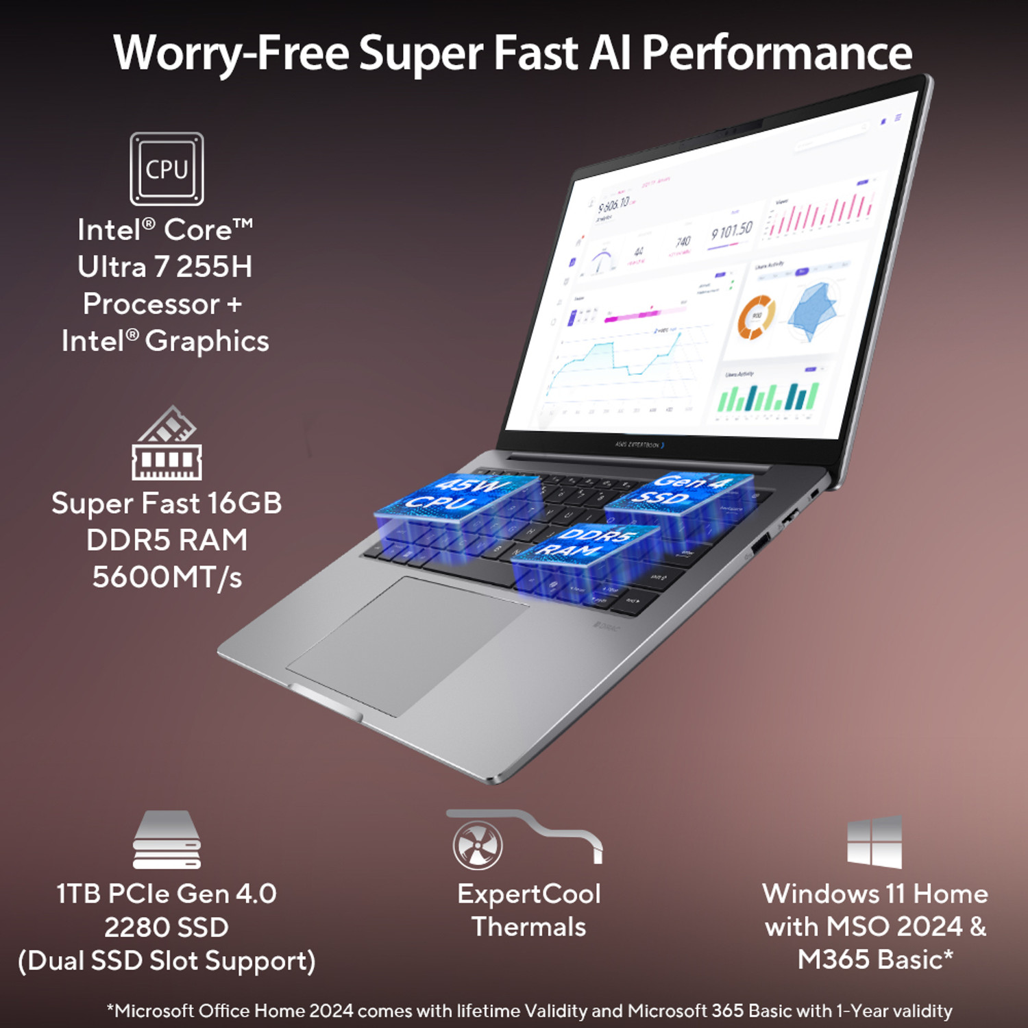 Image of ASUS Expertbook P5 Full Metal AI PC with 1 Yr ADP Full Metal Intel Core Ultra 7 255H - (16 GB /1 TB SSD /Windows 11 Home) P5406CCA-SF0161WS Laptop