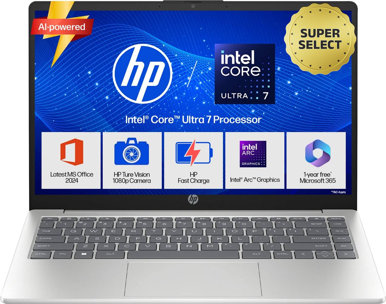 HP 14 AI PC Intel Core Ultra 7 155H 16GB/512GB SSD Laptop - Image 1