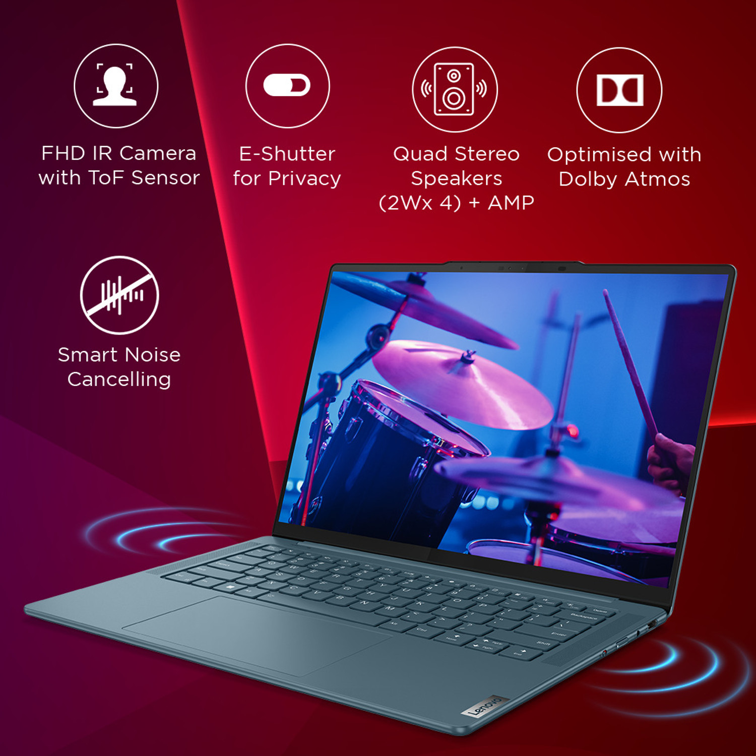 Image of Lenovo Yoga Pro 7 Creator Intel Evo Intel Core i7 13th Gen 13700H - (16 GB /1 TB SSD /Windows 11 Home) 14IRH8 Thin and Light Laptop (14.5 Inch, Tidal Teal, 1.49 Kg, With MS Office)