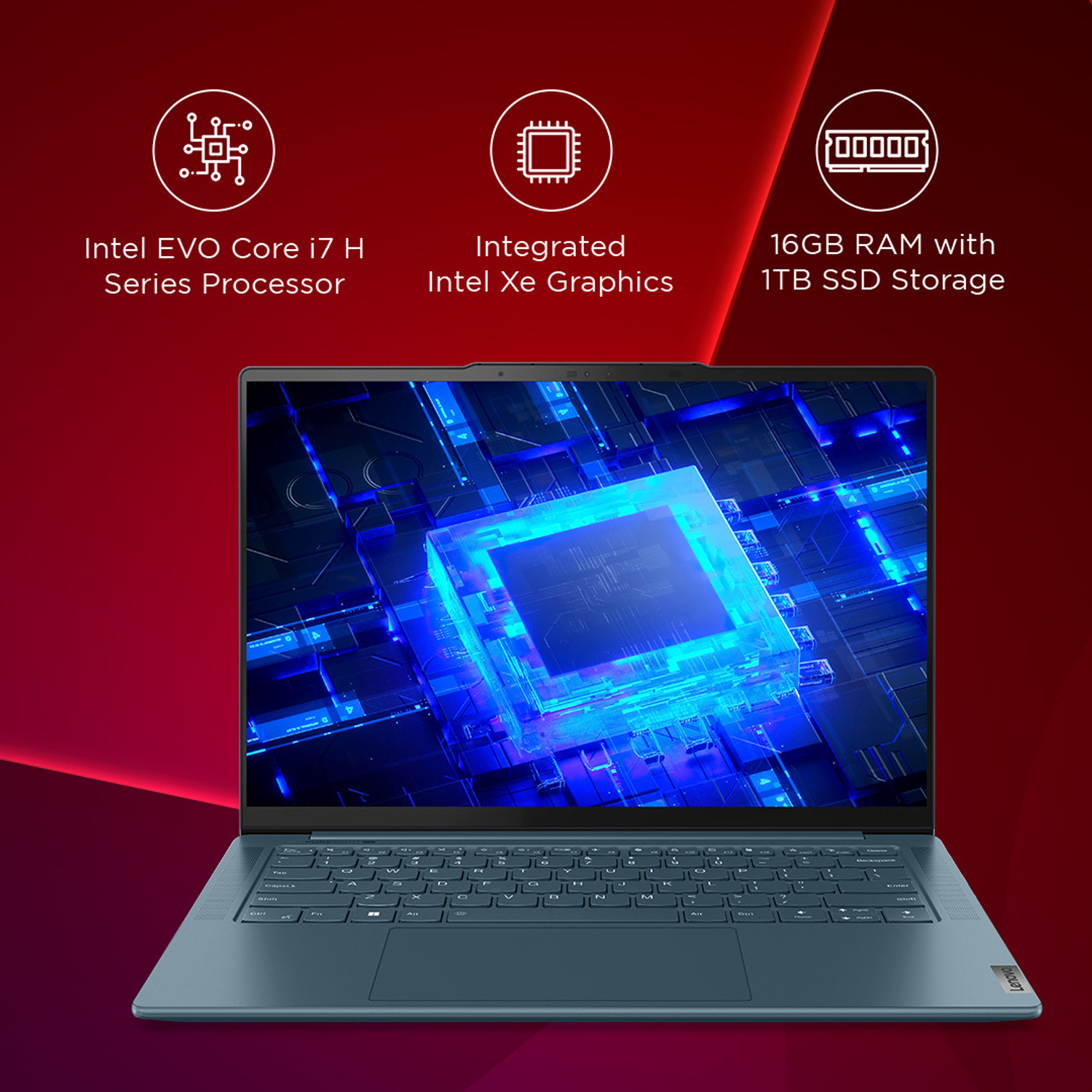 Image of Lenovo Yoga Pro 7 Creator Intel Evo Intel Core i7 13th Gen 13700H - (16 GB /1 TB SSD /Windows 11 Home) 14IRH8 Thin and Light Laptop (14.5 Inch, Tidal Teal, 1.49 Kg, With MS Office)