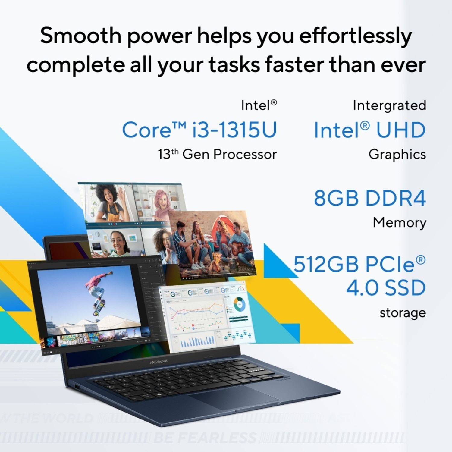 Image of ASUS Vivobook 14 (2026) Intel Core i3 13th Gen 1315U - (8 GB /512 GB SSD /Windows 11 Home) X1404VA-EB1923WS Thin and Light Laptop