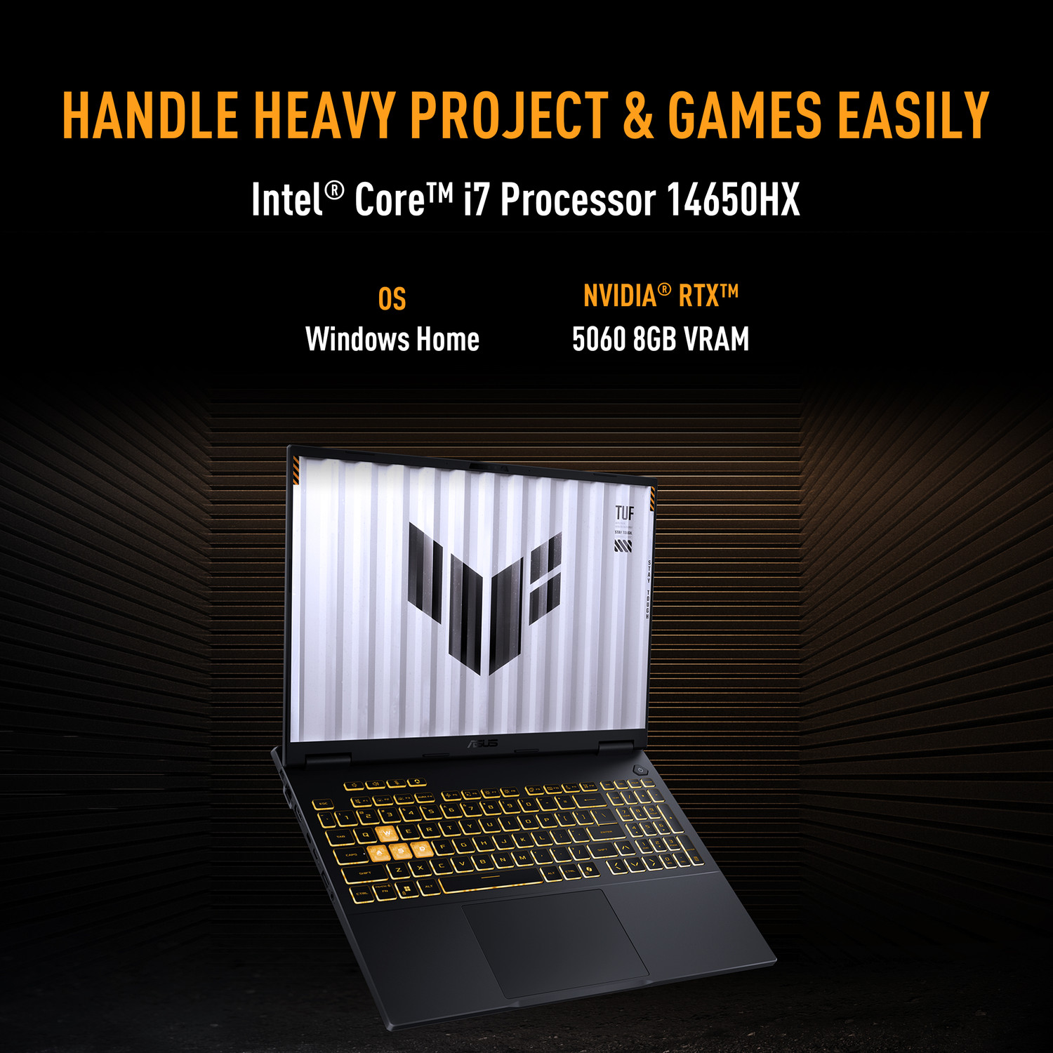 Image of ASUS ASUS TUF Gaming F16 (2026) Intel Core i7 14th Gen 14650HX - (16 GB /1 TB SSD /Windows 11 Home /8 GB Graphics /NVIDIA GeForce RTX 5060 /144 Hz) FX608JMI-TU251WS Gaming Laptop