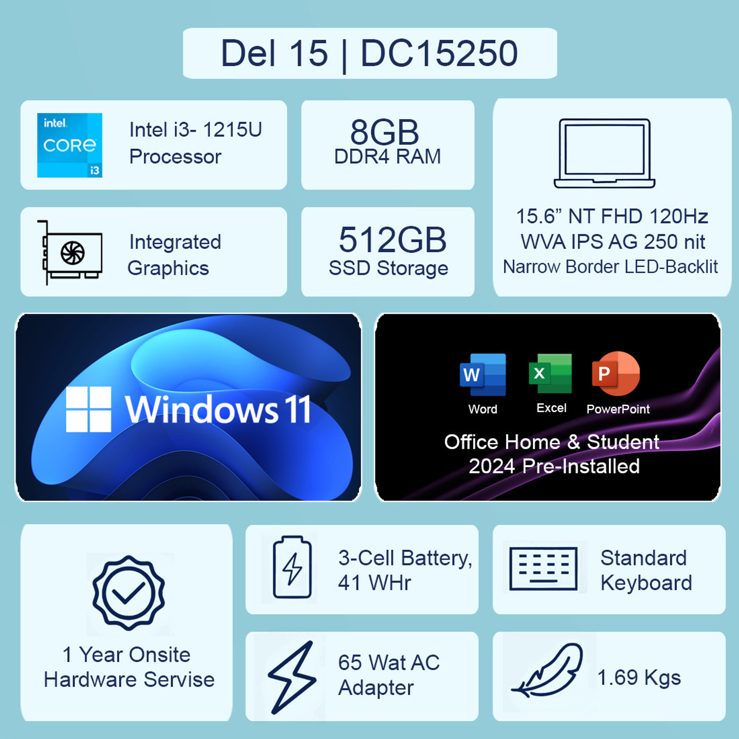 Image of DELL 22X09D4(i3 14th Gen) Intel Core 3 3rd Gen - (8 GB /512 GB SSD /8 GB EMMC Storage /Windows 11 Home /8 GB Graphics) GX21-71 Thin and Light Laptop