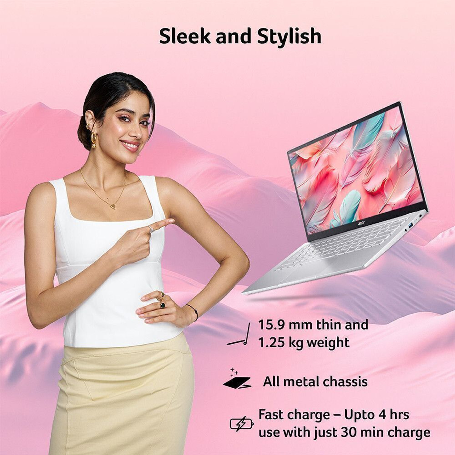 Image of Acer Swift Go 14 AMD Ryzen 7 Octa Core 7730U - (16 GB /1 TB SSD /Windows 11 Home) SFG14-41 Thin and Light Laptop