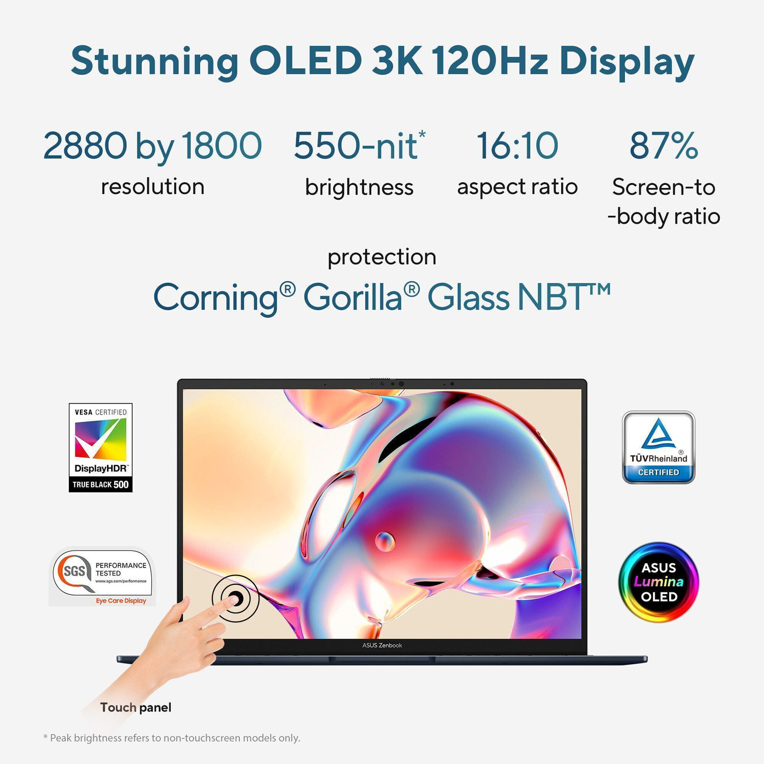 Image of ASUS Zenbook 14 OLED (2025) with Touch Screen, Backlit Keyboard, Full Metal Body, Intel Core Ultra 9 285H - (32 GB /1 TB SSD /Windows 11 Home) UX3405CA-PZ164WS Thin and Light Laptop