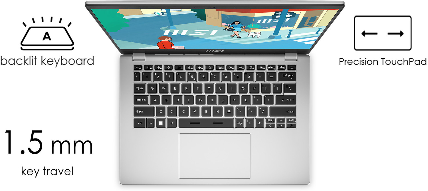Image of MSI Modern 14 Intel Core i3 13th Gen 1315U - (16 GB /512 GB SSD /Windows 11 Home) Modern 14 C13M-1424IN Thin and Light Laptop