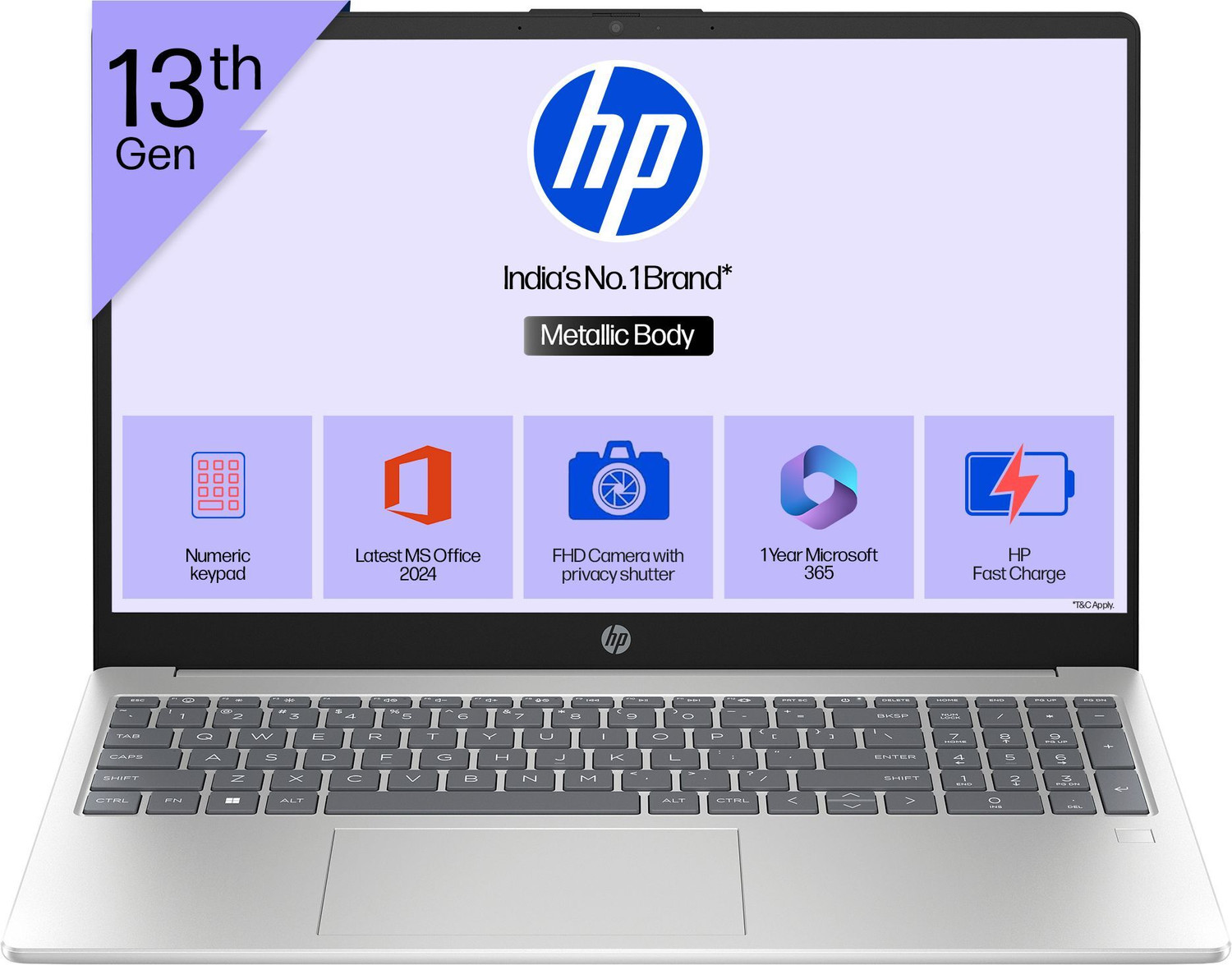 Image of HP 15s Metal Intel Core i3 13th Gen 1315U - (8 GB /512 GB SSD /Windows 11 Home) 15-hr0005TU Thin and Light Laptop