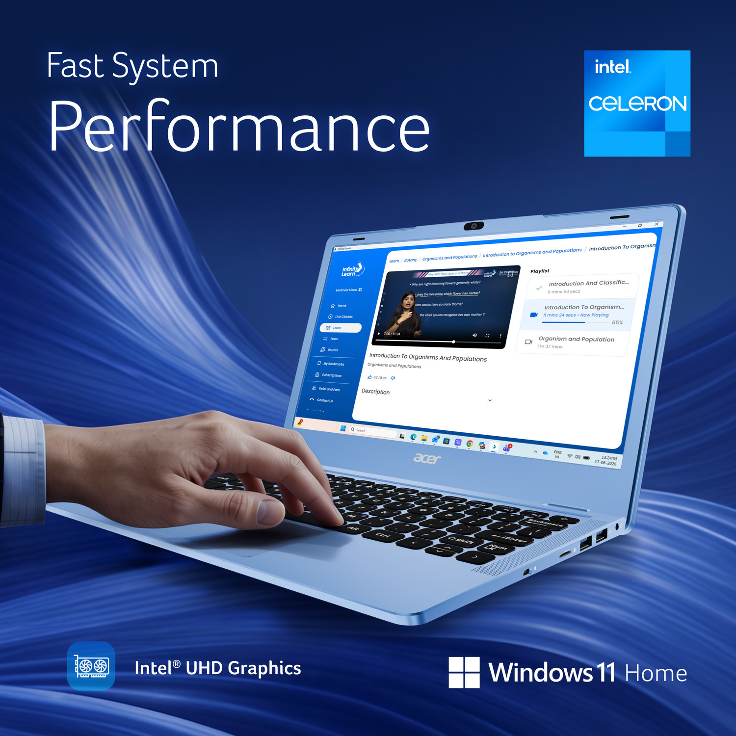 Image of Acer Aspire with Infinity Learn Neet Pro Course Intel Celeron Dual Core N4500 - (8 GB /128 GB SSD /Windows 11 Home) A311-45 Notebook