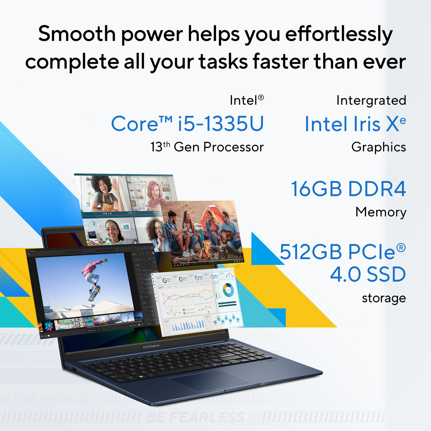 Image of ASUS Vivobook Intel Core i5 13th Gen 1335U - (16 GB /512 GB SSD /Windows 11 Home) X1504VA-NJ543WS Notebook