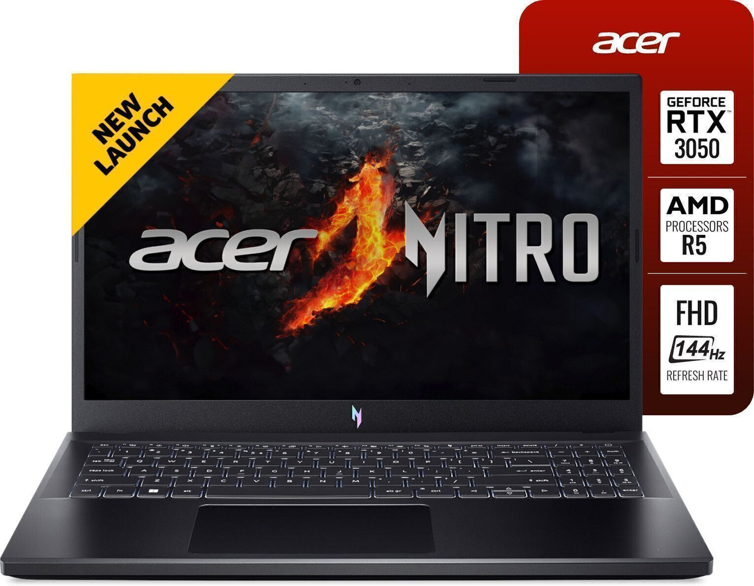 Image of Acer Nitro V AMD Ryzen 5 Hexa Core 7535HS - (16 GB /512 GB SSD /Windows 11 Home /6 GB Graphics /NVIDIA GeForce RTX 3050) ANV15-41 Gaming Laptop
