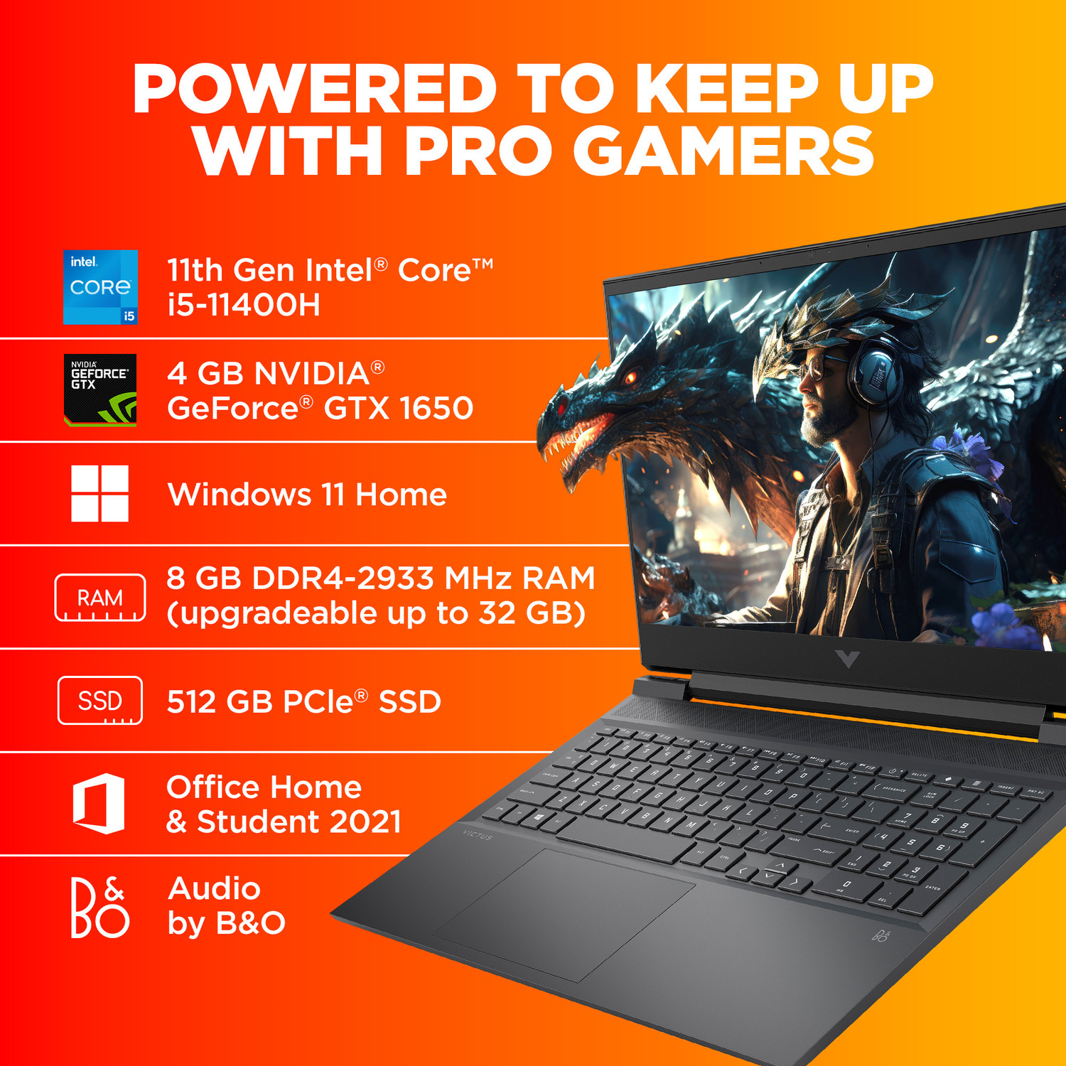 Image of HP Victus Intel Core i5 11th Gen 11400H - (16 GB /512 GB SSD /Windows 11 Home /4 GB Graphics /NVIDIA GeForce GTX 1650) 16-d0333TX Gaming Laptop