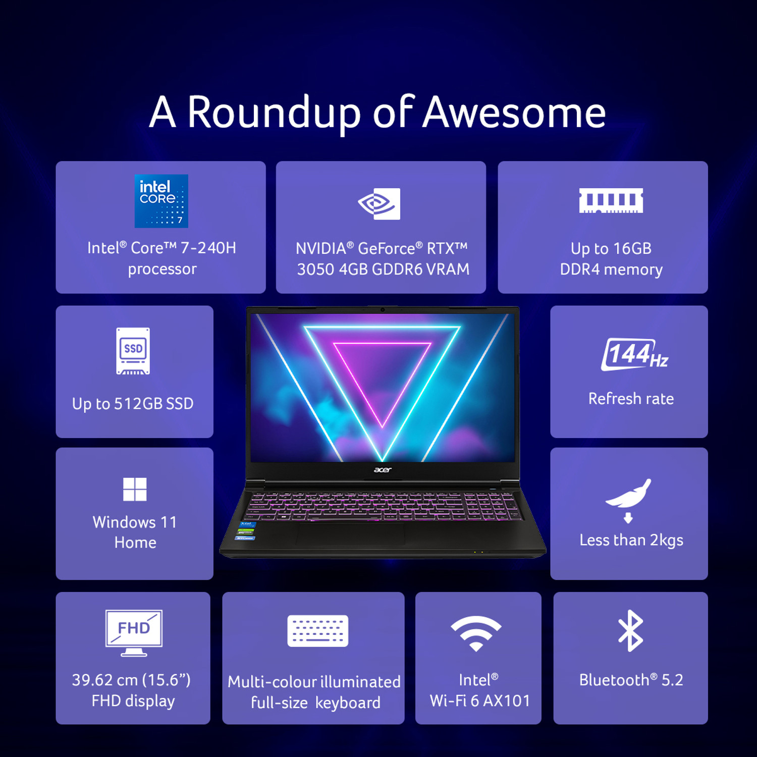 Image of Acer Aspire 7 Intel Core 7 240H - (16 GB /512 GB SSD /Windows 11 Home /4 GB Graphics /NVIDIA GeForce RTX 3050) A715-79G Gaming Laptop